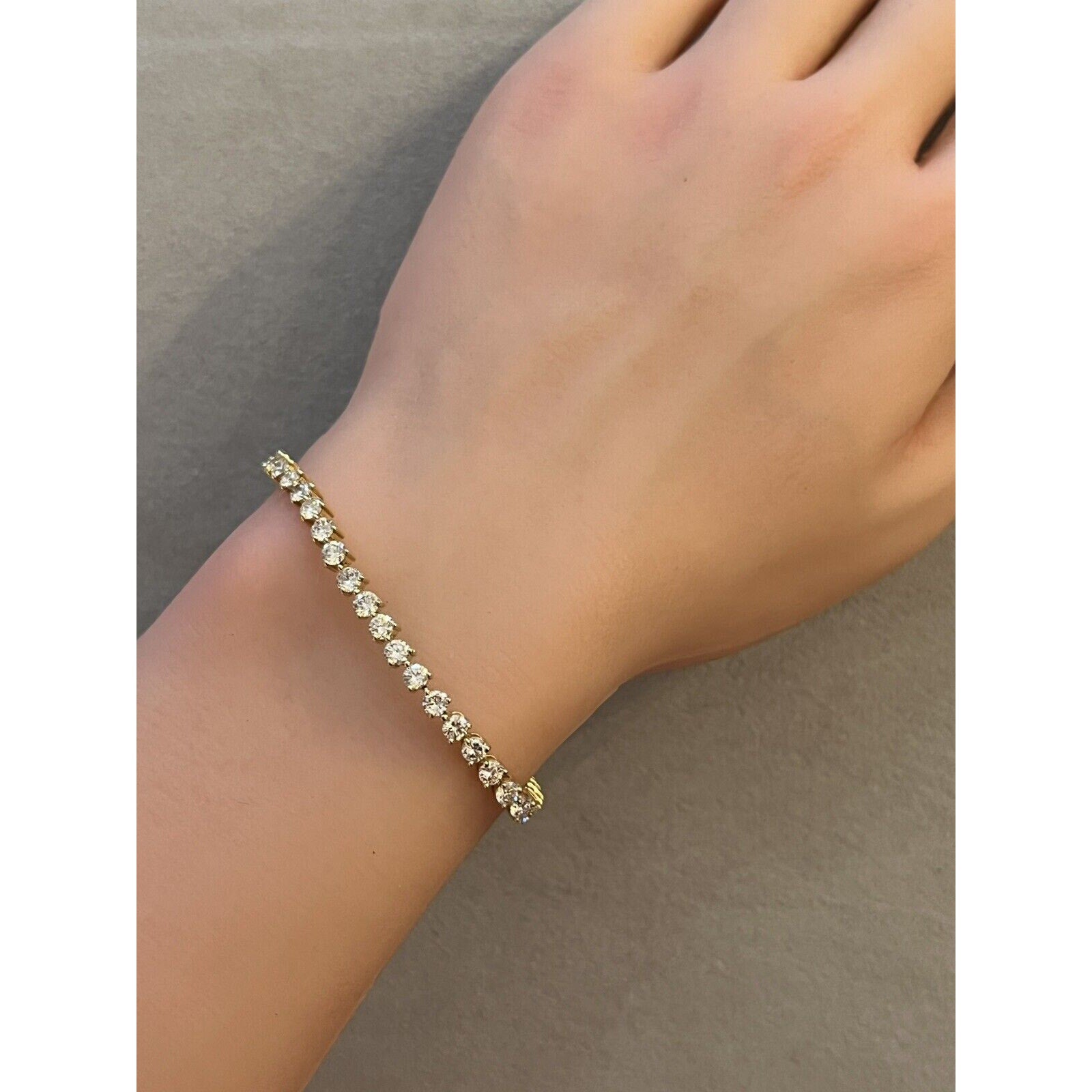 Natural Round Diamond Tennis Bracelet 4.91 cttw in 18k Yellow Gold