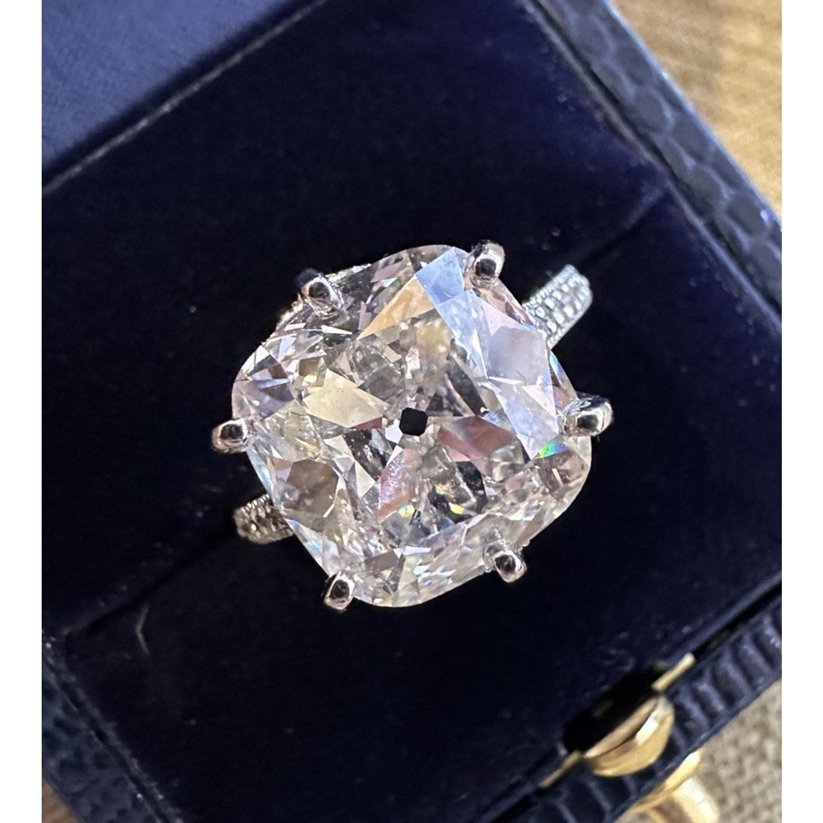 GIA 6.02 ct Natural Old Mine Brilliant Cut Diamond Ring in Platinum - HMC300ZEs