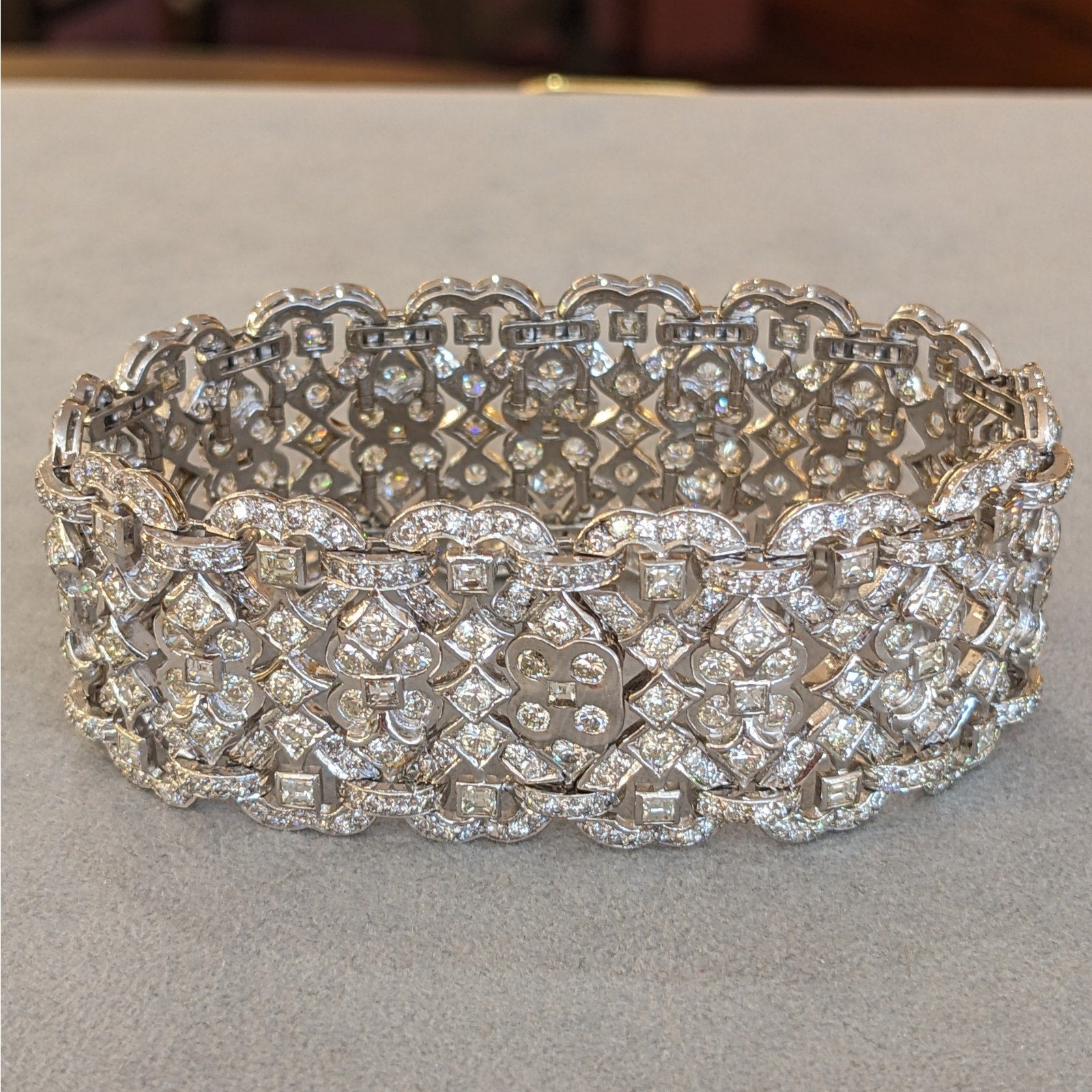 Wide Diamond Bracelet 19.81 cttw in 18k White Gold