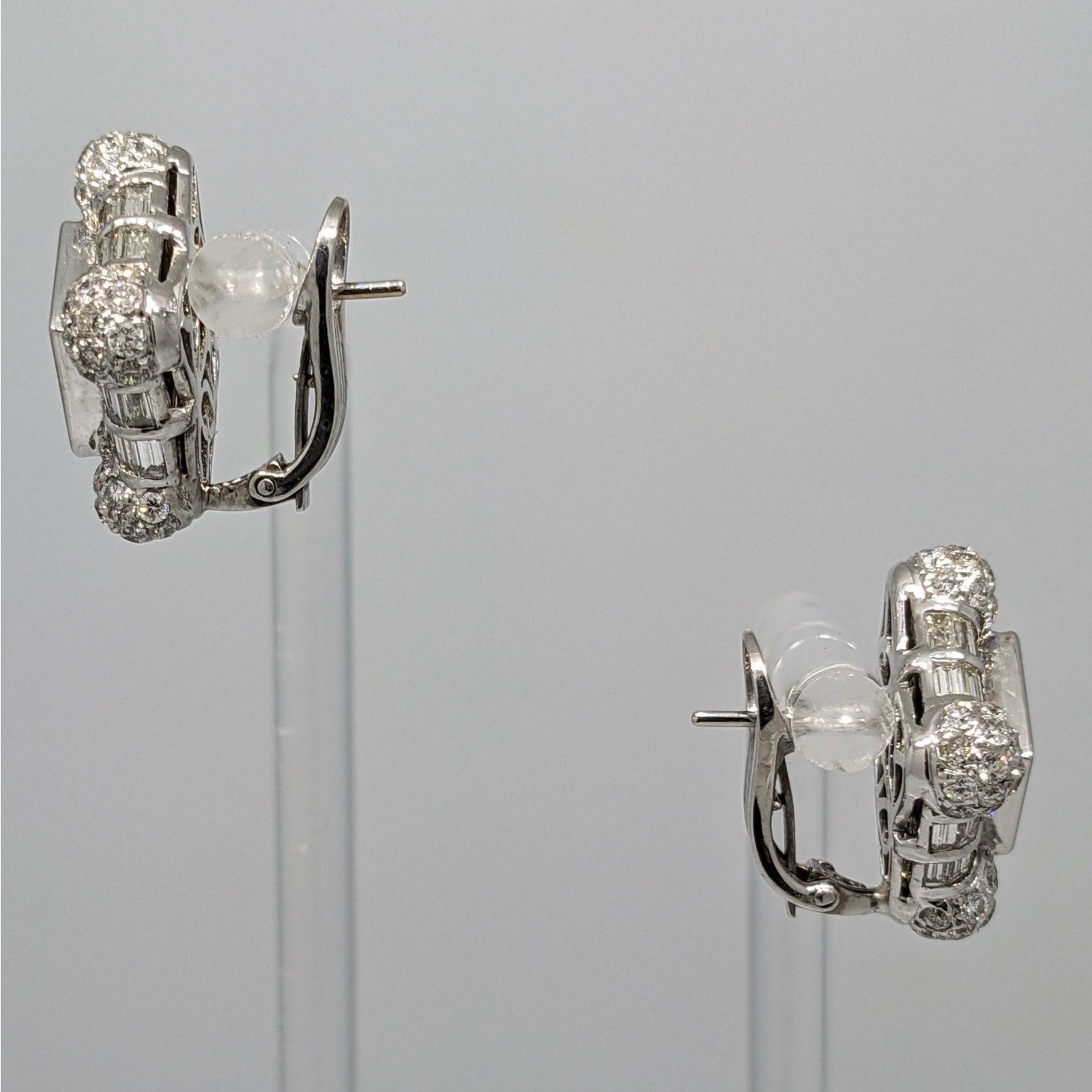 Natural Diamond Square Button Earrings in 18k White Gold