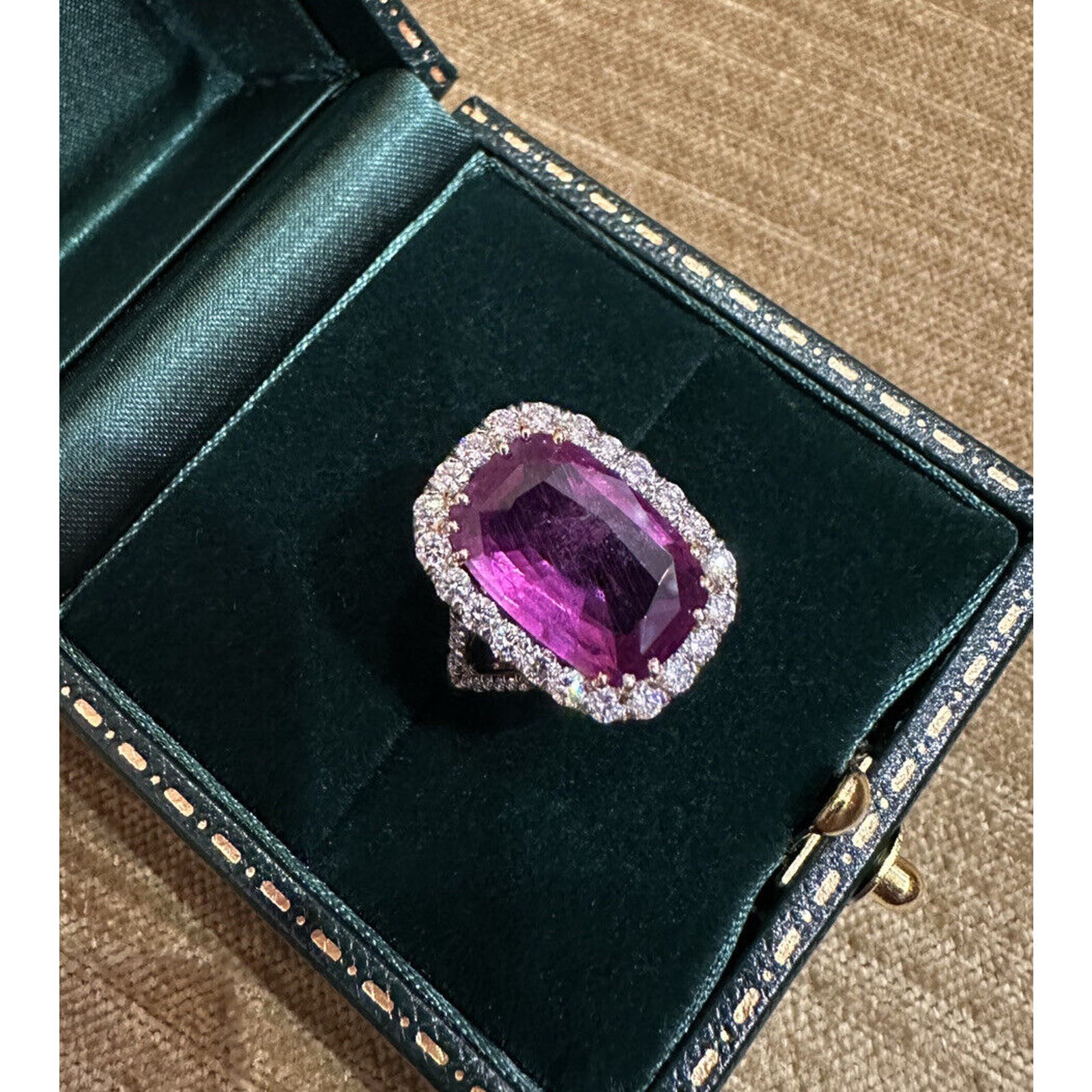 GIA 7.35 ct Natural Unheated Pink Sapphire and Diamond Ring in Platinum-HM2406SS