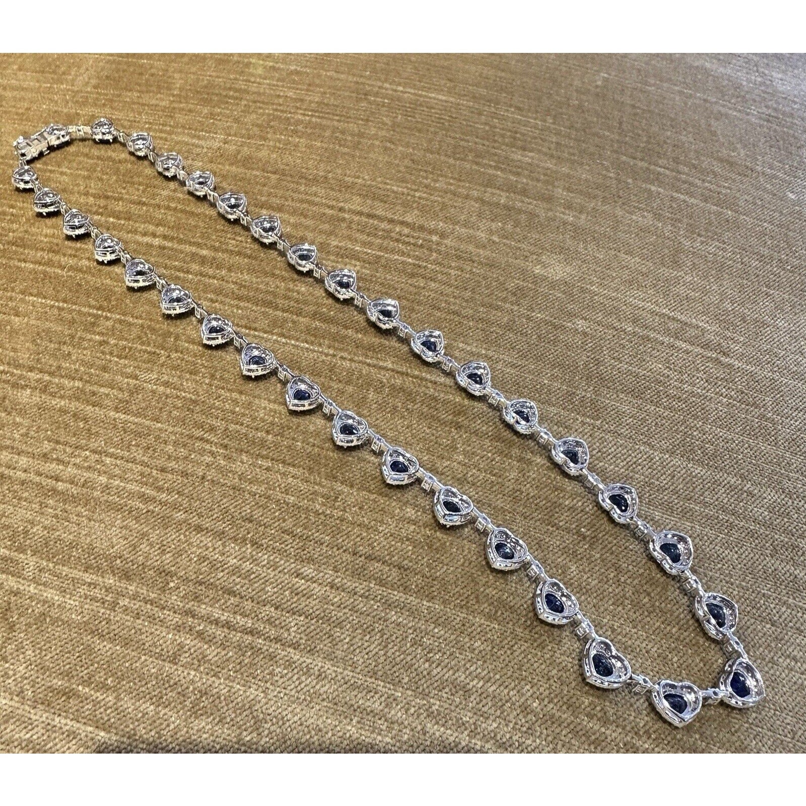 GIA Certified Sapphire and Diamond Necklace in White Gold