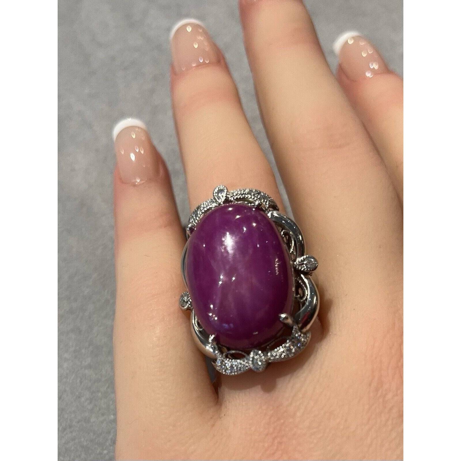 AIGS Certified Star Ruby 38.34 ct No Heat Burma Ring in Platinum