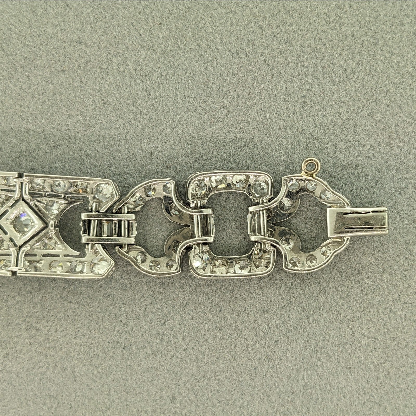 Art Deco Euro cut Diamond Bracelet .50 inch wide in Plat/14k chain