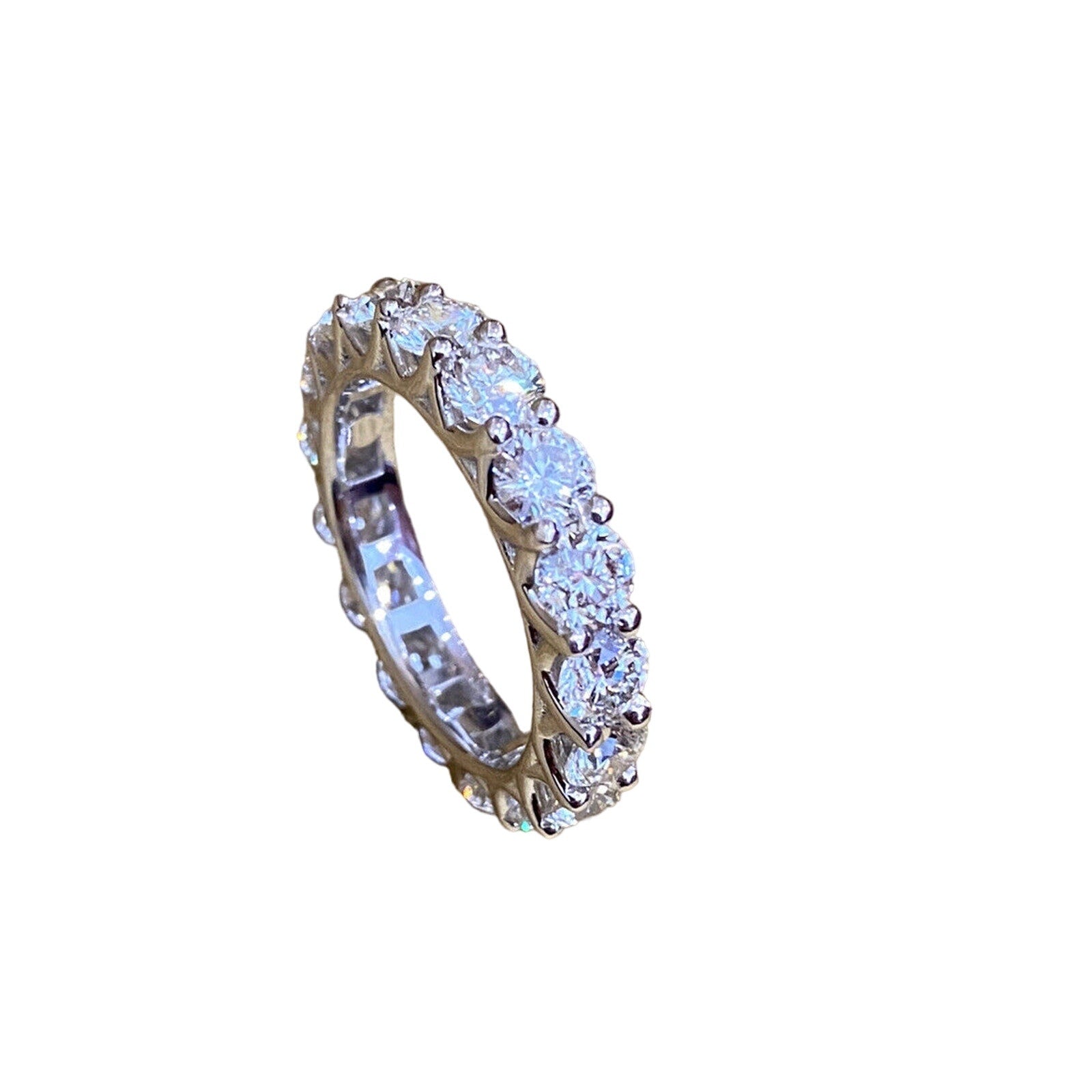 Round Diamond U-Shaped Shared Prong Eternity Band 4cttw 18k White Gold -HM2344BA