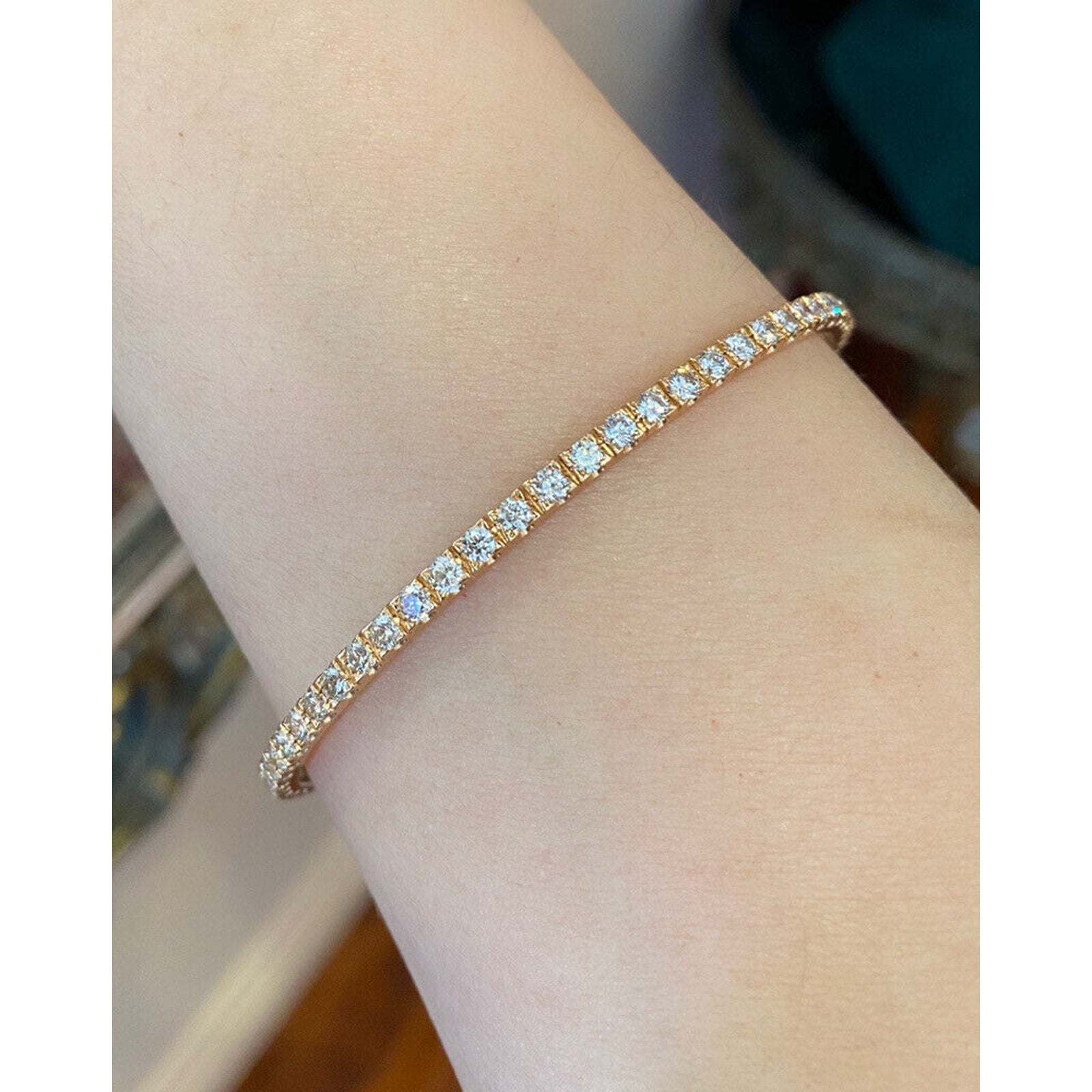 4.60 carat Diamond Eternity Stackable Bangle Bracelet in 18k Rose Gold