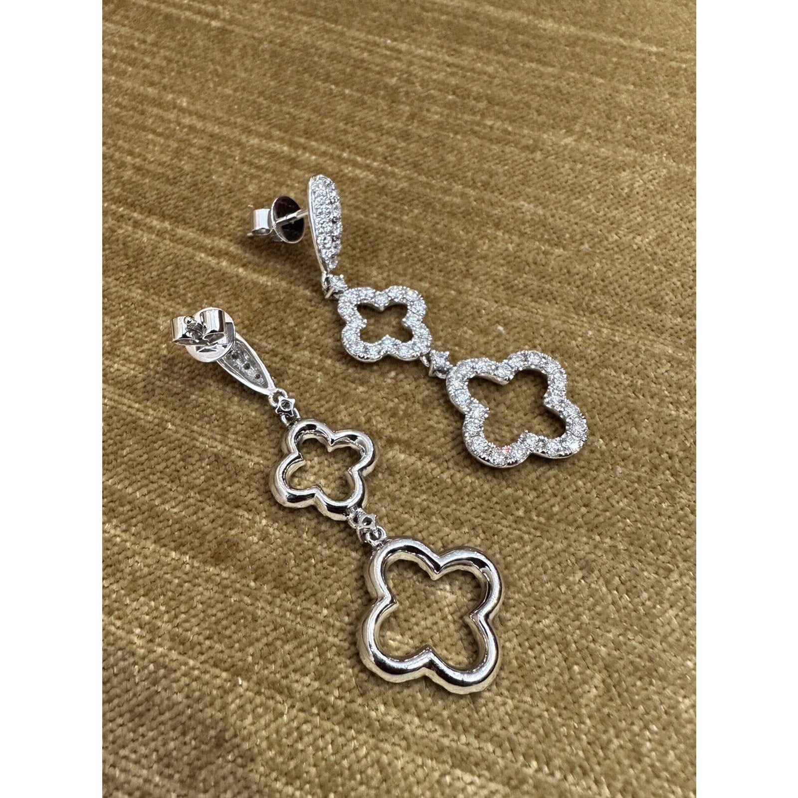 Diamond Clover Drop Earrings 3.44 Cttw in 18k White Gold - HM2438AE