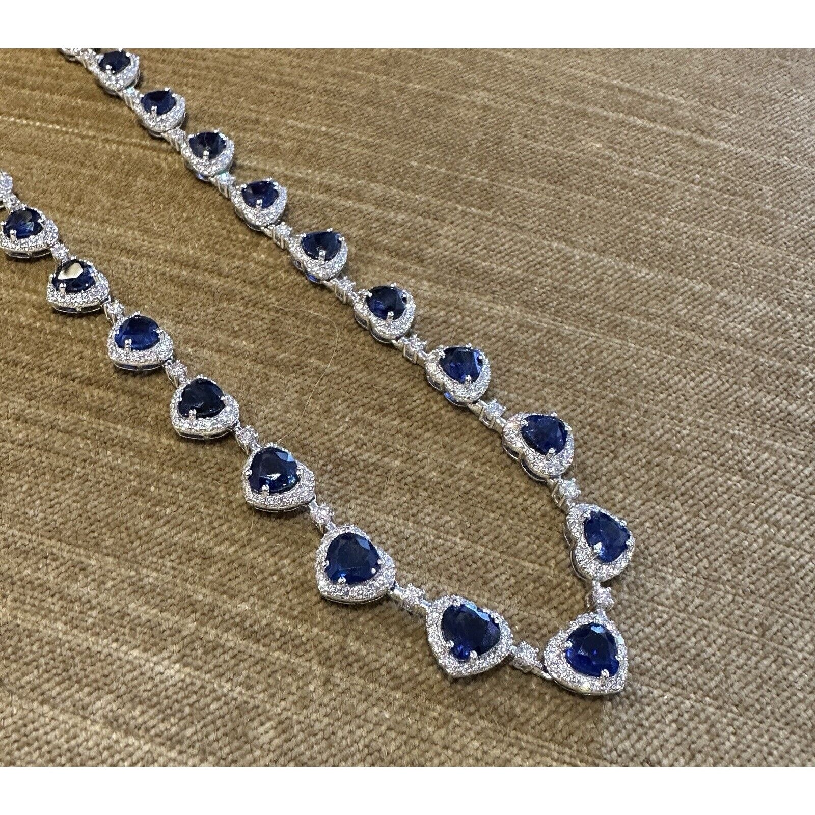 GIA Certified Sapphire and Diamond Necklace in White Gold