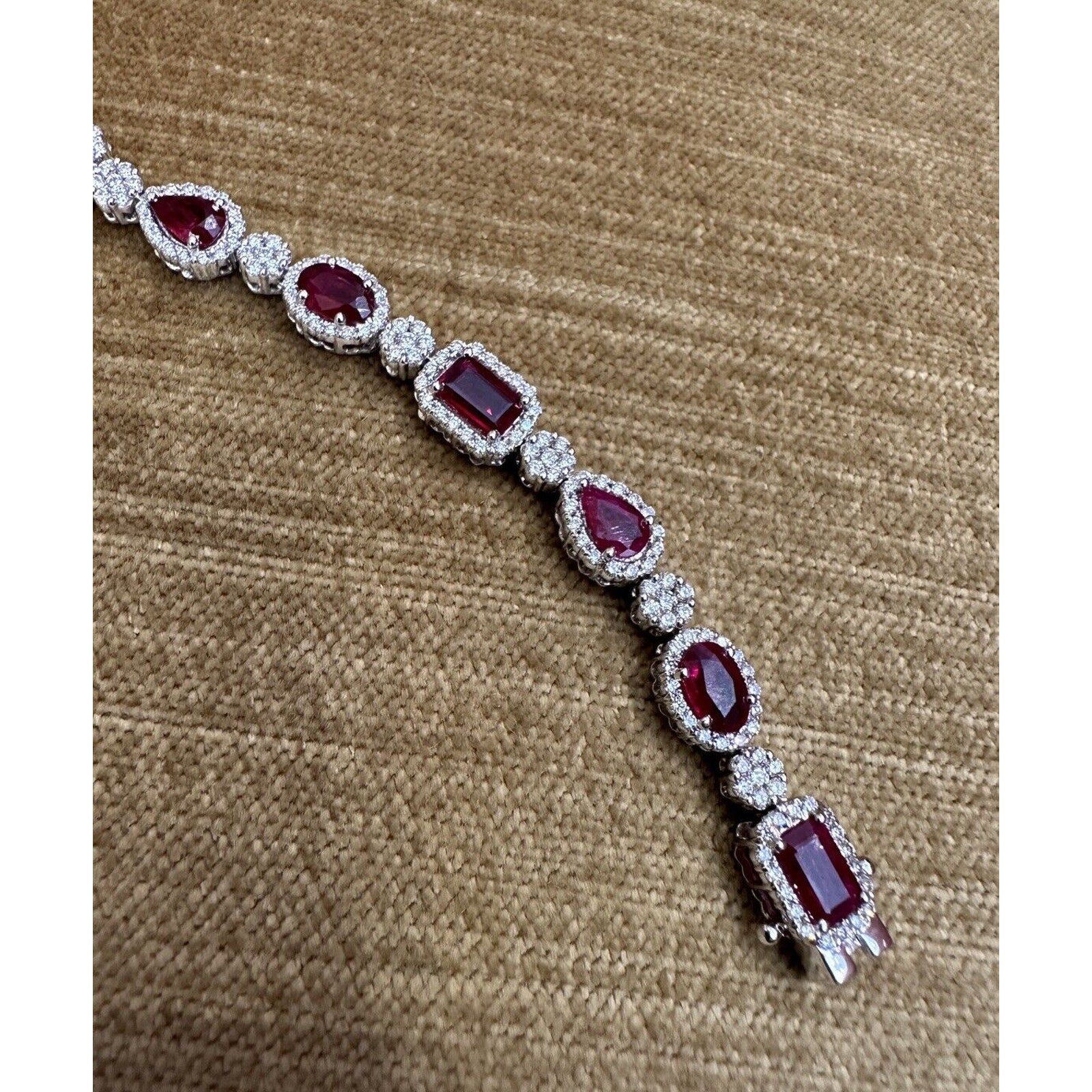 Ruby and Diamond Link Bracelet 7.65 cttw in 18k White Gold - HM2538Z