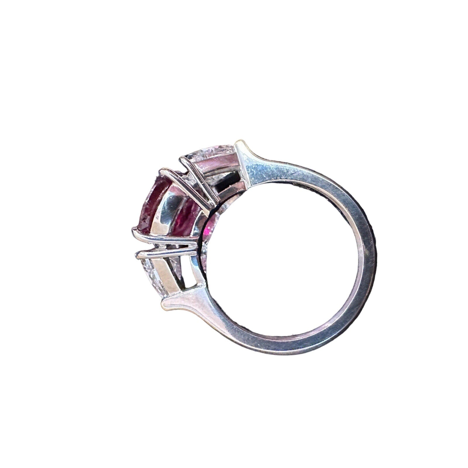 GRS Unheated 4.04 ct Cushion Cut Ruby Ring in Platinum with Diamonds - HM2518SV