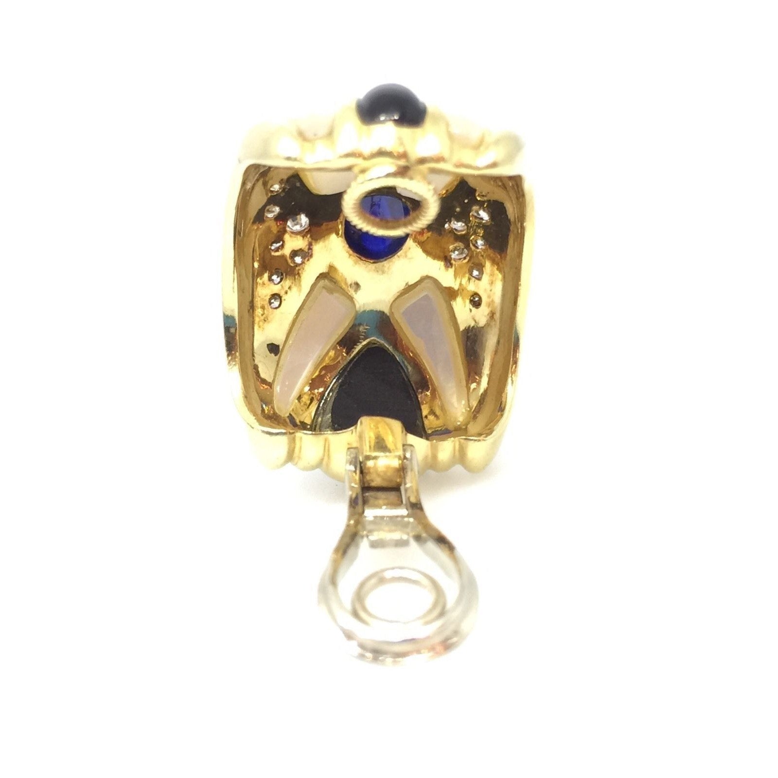 Sapphire, Diamond and Onyx Half Hoop Earrings in 18K Yellow Gold