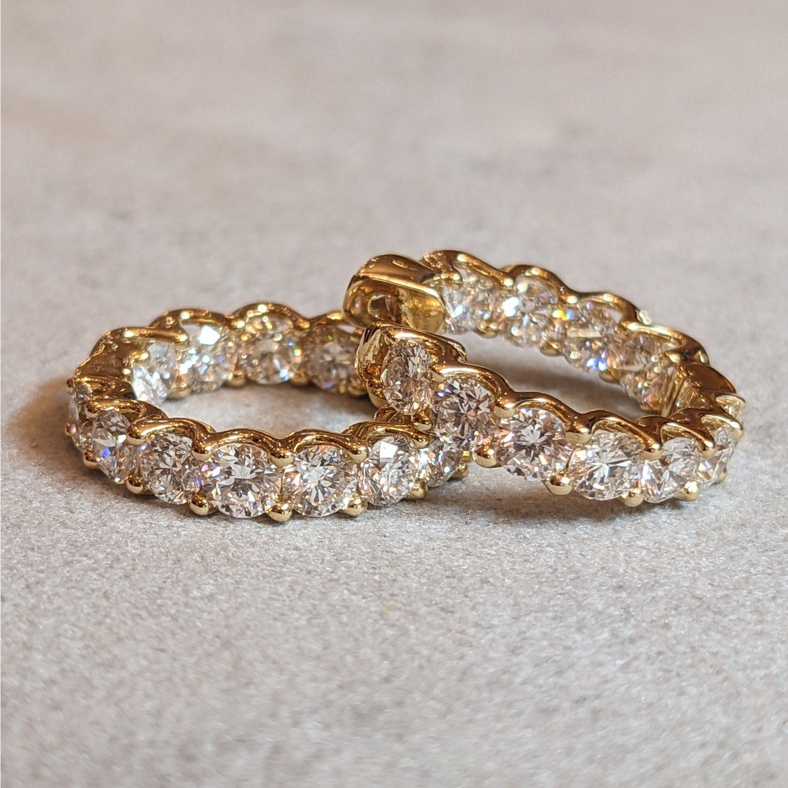 3.37cttw Round Diamond Inside Out Hoop Earrings in 18k Yellow Gold