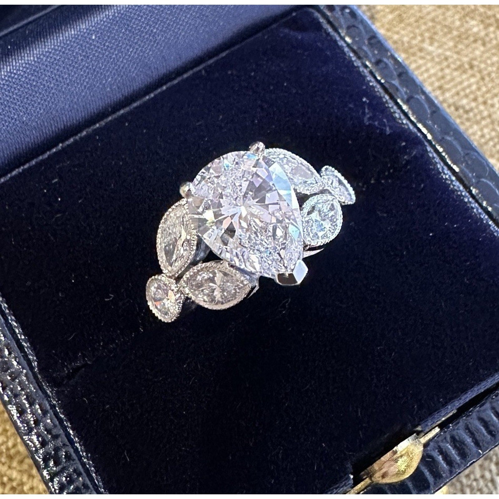 GIA 2.01 carat D-VS2 Pear Shape Vintage Diamond Ring in Platinum