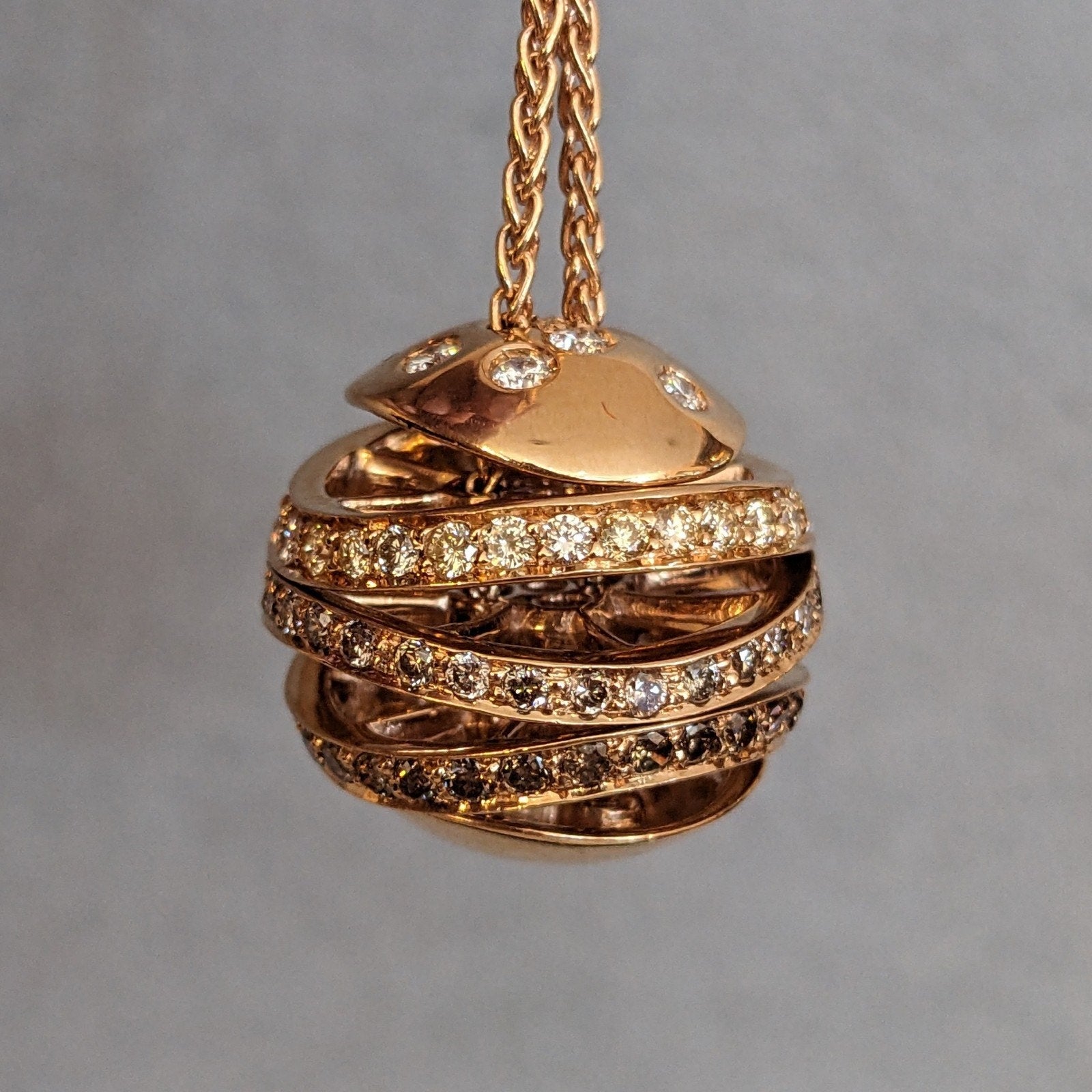 iO Si Italy Diamond Bauble Pendant Necklace in 18k Rose Gold
