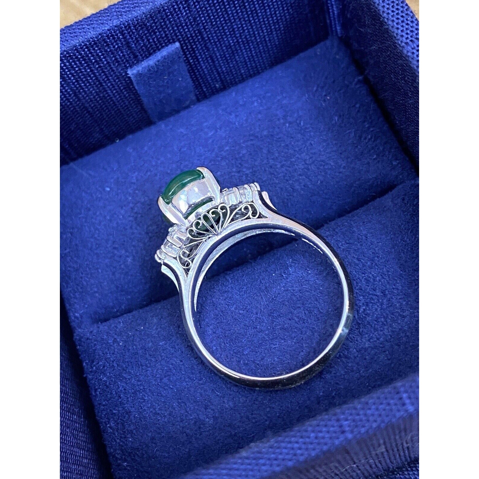 GIA Untreated Oval Jadeite Jade 2.79 carat and Diamond Ring in Platinum