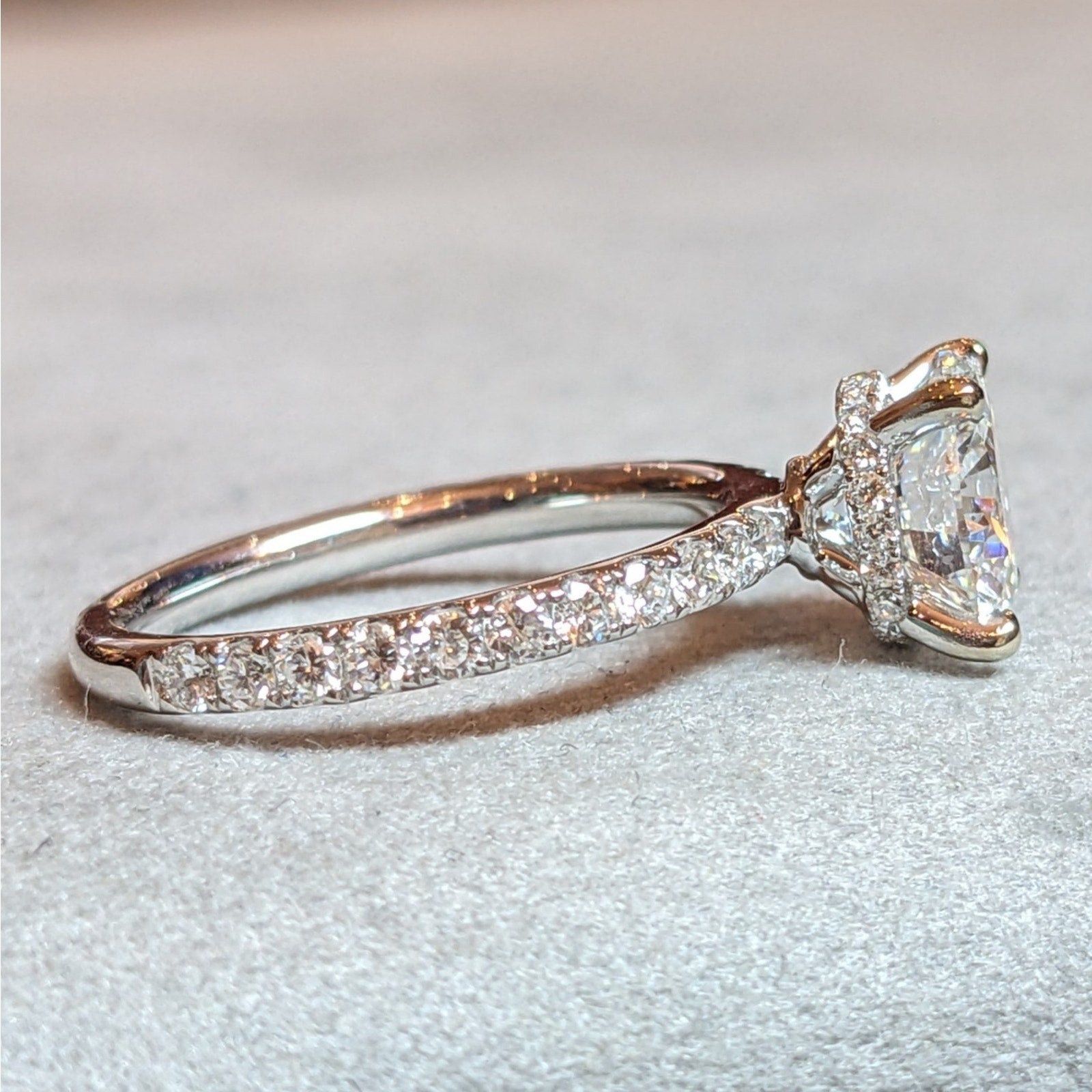 GIA 2.03 ct Round Diamond w/ Hidden Halo Ring in 18k White Gold