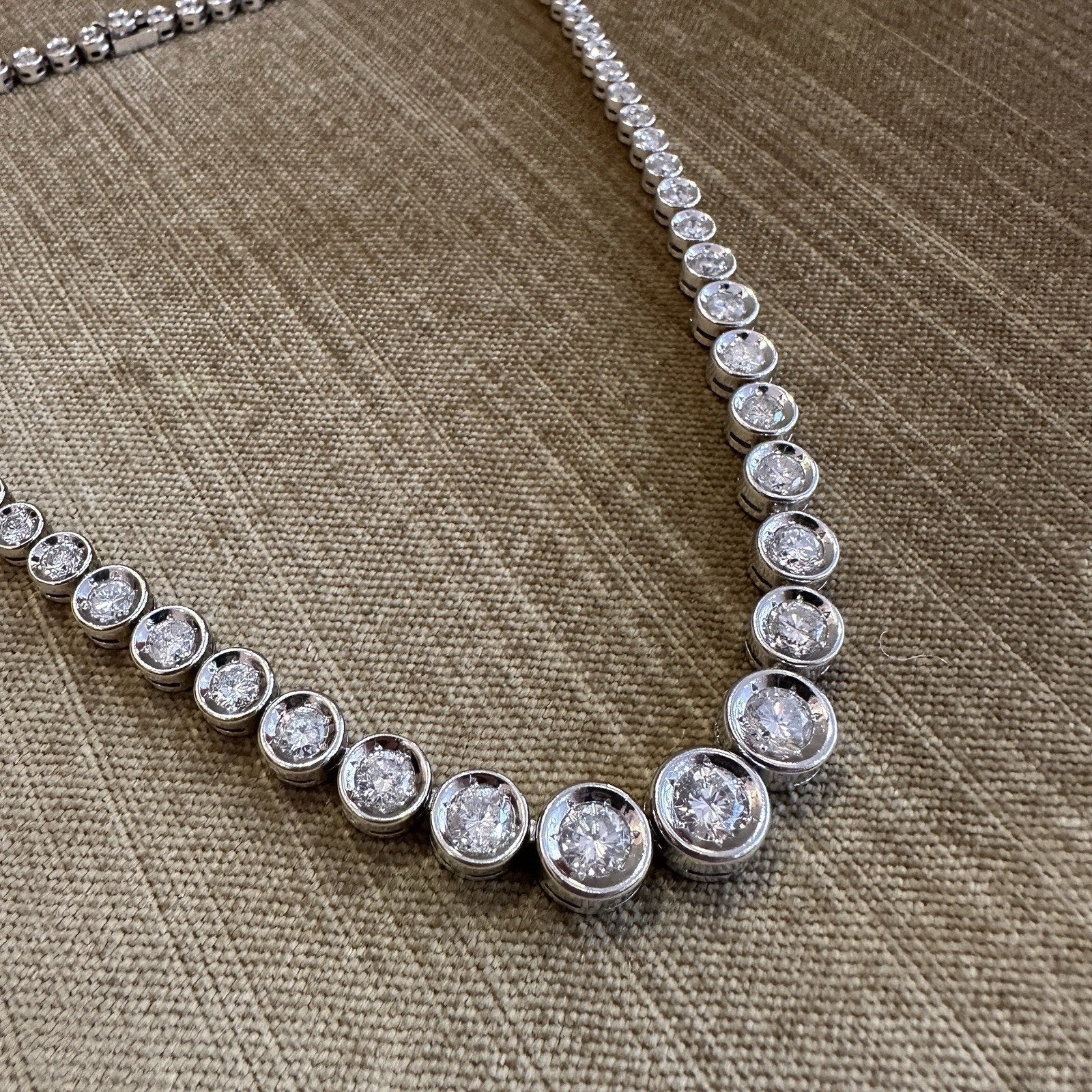 10.00 carats Bezel Set Diamond Tennis Necklace in Platinum 15 5/8"