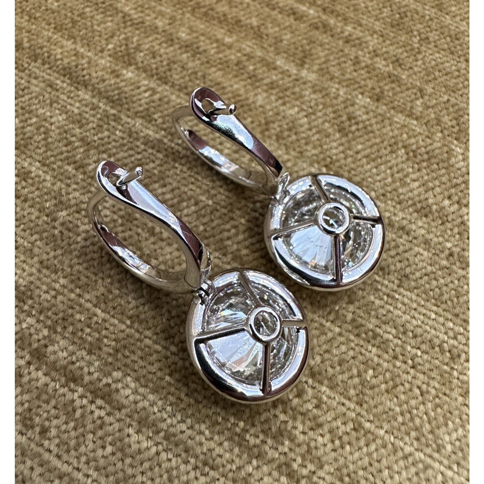 GIA 10.04ctTW Ideal cut Round Diamonds Halo Drop Earrings 18k White Gold -CMKSE8