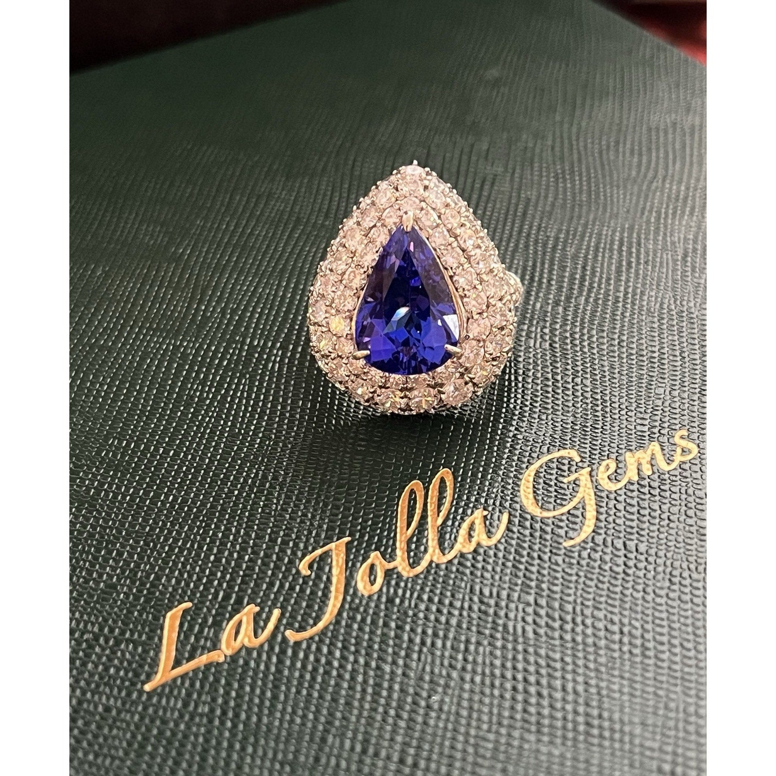 Pear Shape Tanzanite 6.54 ct and Diamond Ring in Platinum