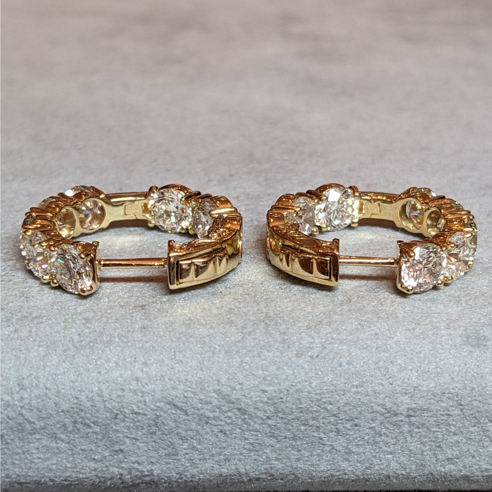 Natural Diamond 8.10 ct Inside Out Hoop Earrings in 18k Yellow Gold