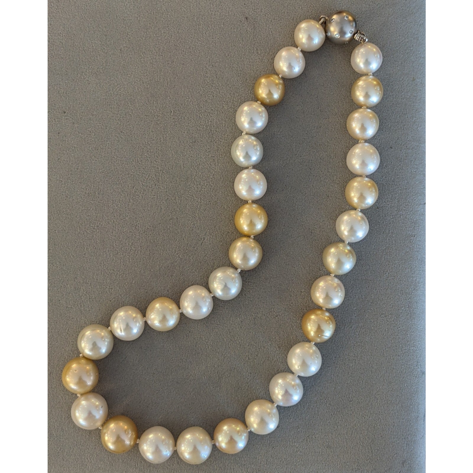 13-15mm South Sea Pearl Necklace with Diamond and 18k White Gold Clasp