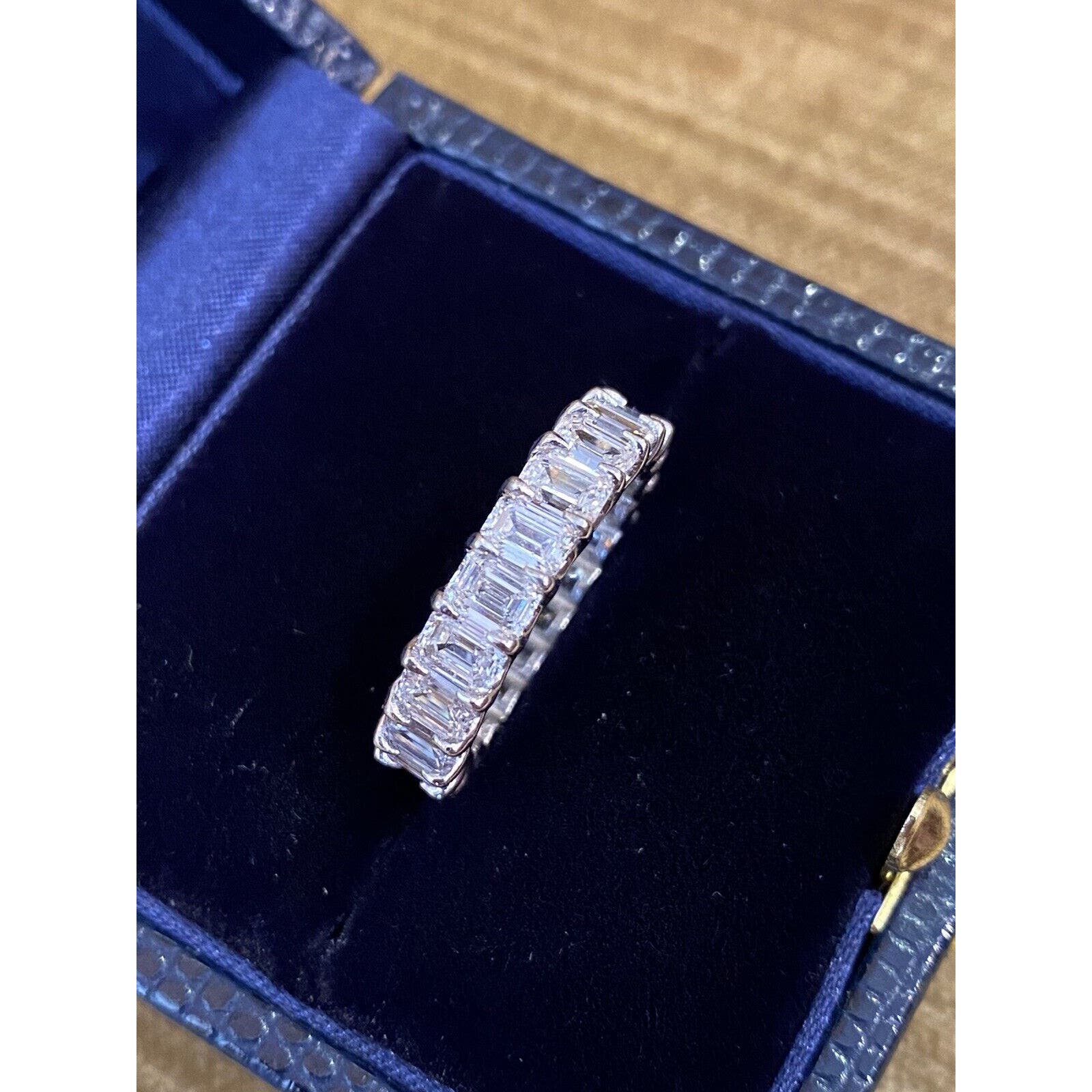 5.12 ctw Emerald Cut Diamond Eternity Band Ring in Platinum 5mm 6.25- HM2347E