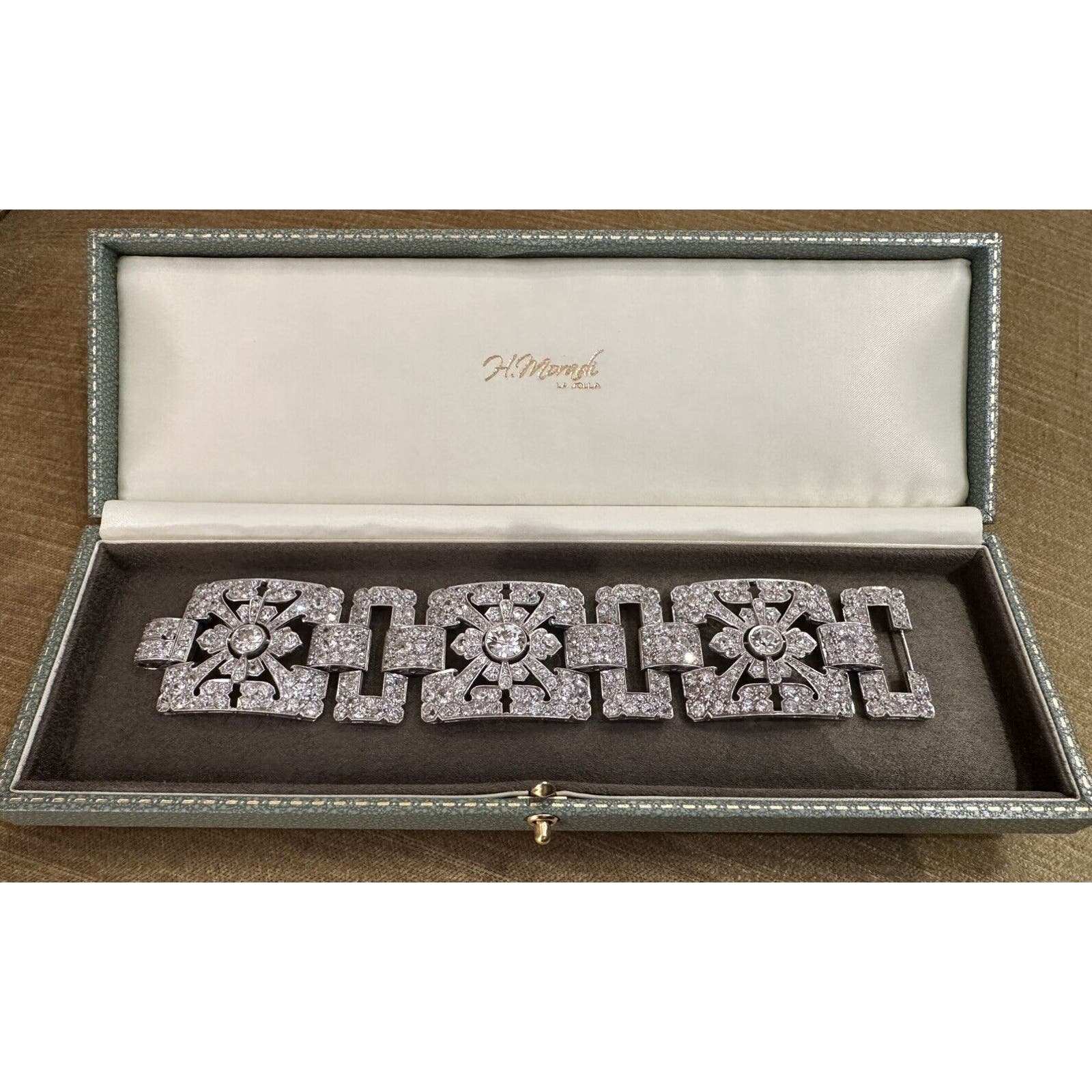 Wide Vintage Diamond Bracelet 35.00 cttw in 18k White Gold - HM2261