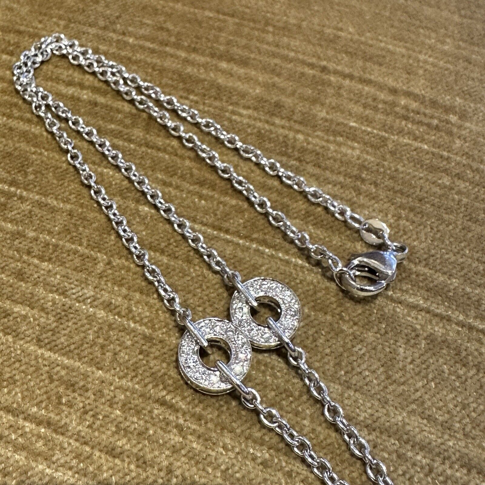 Natural Diamond Circle Drop Pendant Necklace in 18k White Gold