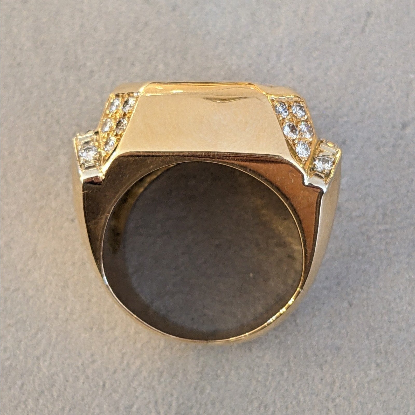 Large Natural Opal Ring with Diamonds in 14k Yellow Gold
