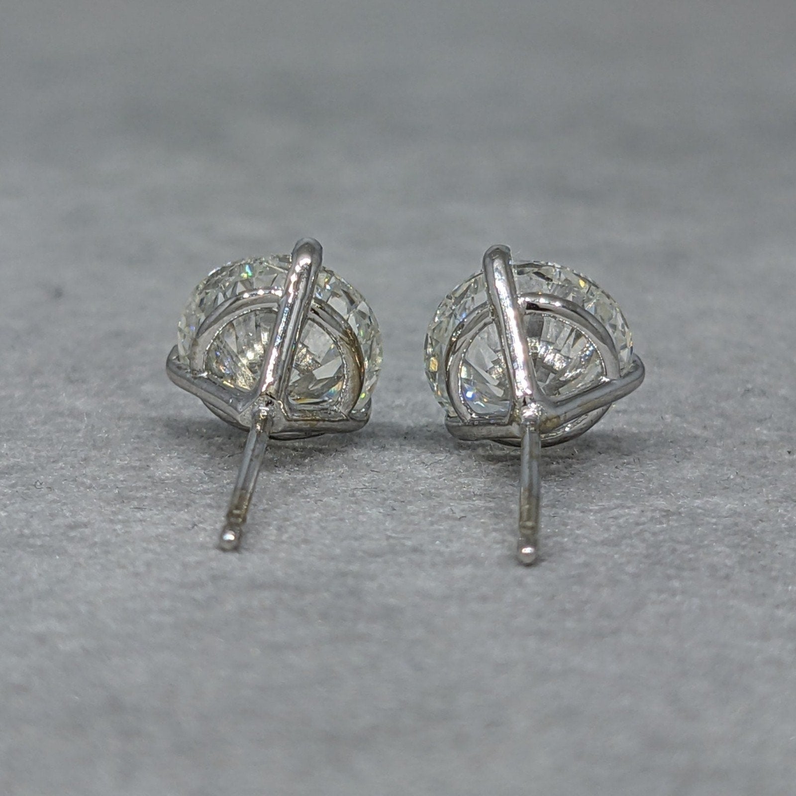 Natural Round Diamond Stud Earrings 4.07 cttw in 18k/14k White Gold