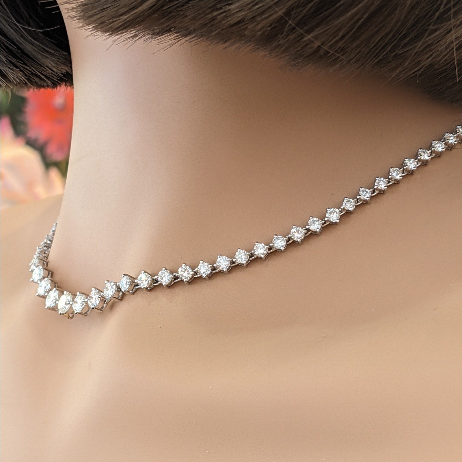 10.00 cttw Round Diamond Tennis Necklace 16.75 inches in Platinum