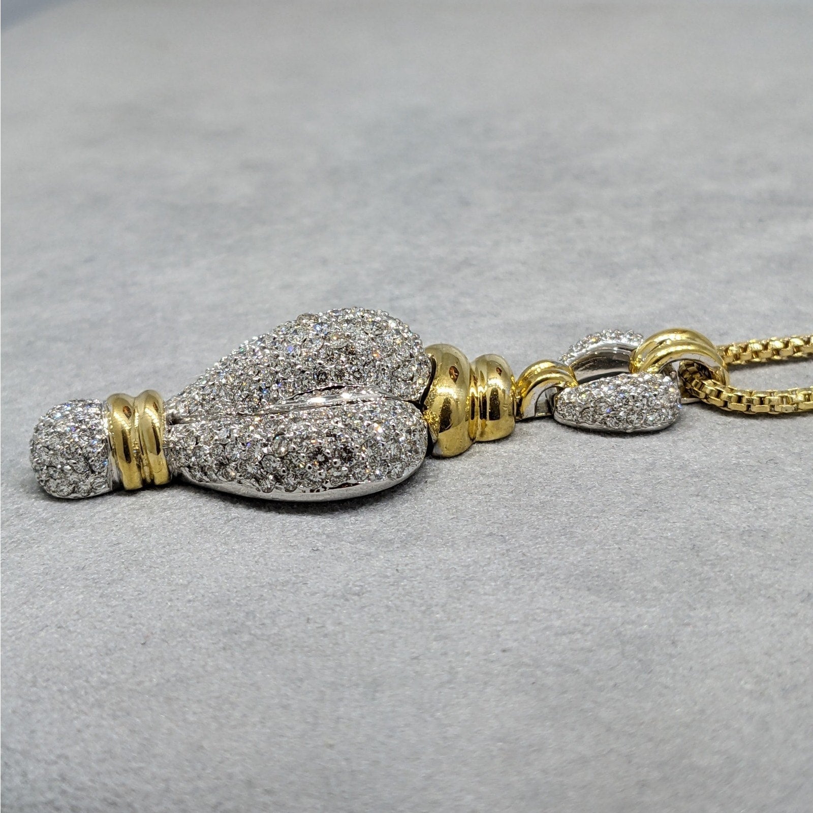 Diamond Pave Pendant Necklace in 18k Yellow & White Gold