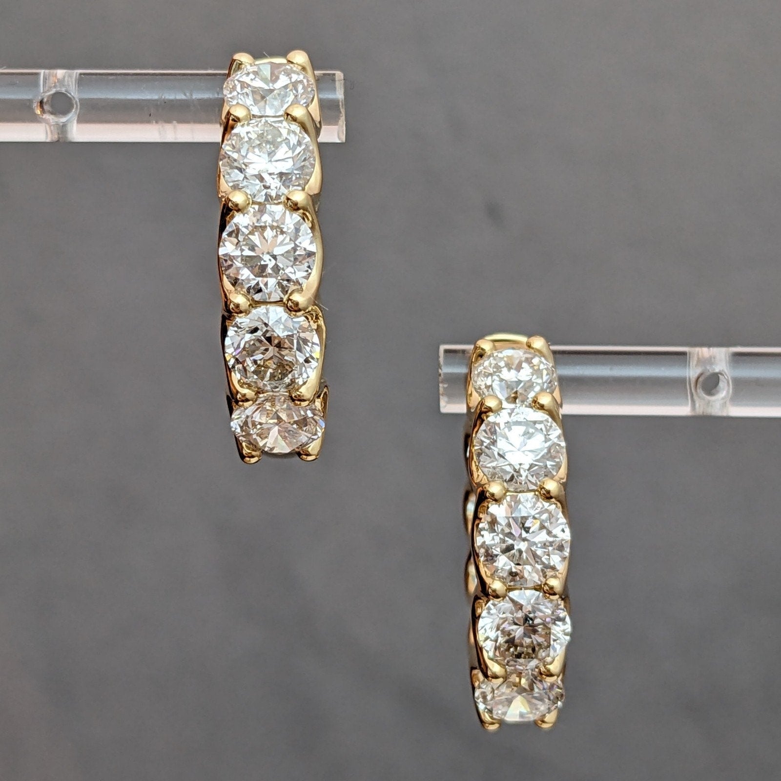 Large Round Natural Diamond Hoop Earrings 13.42 ctw in 18k Yellow Gold