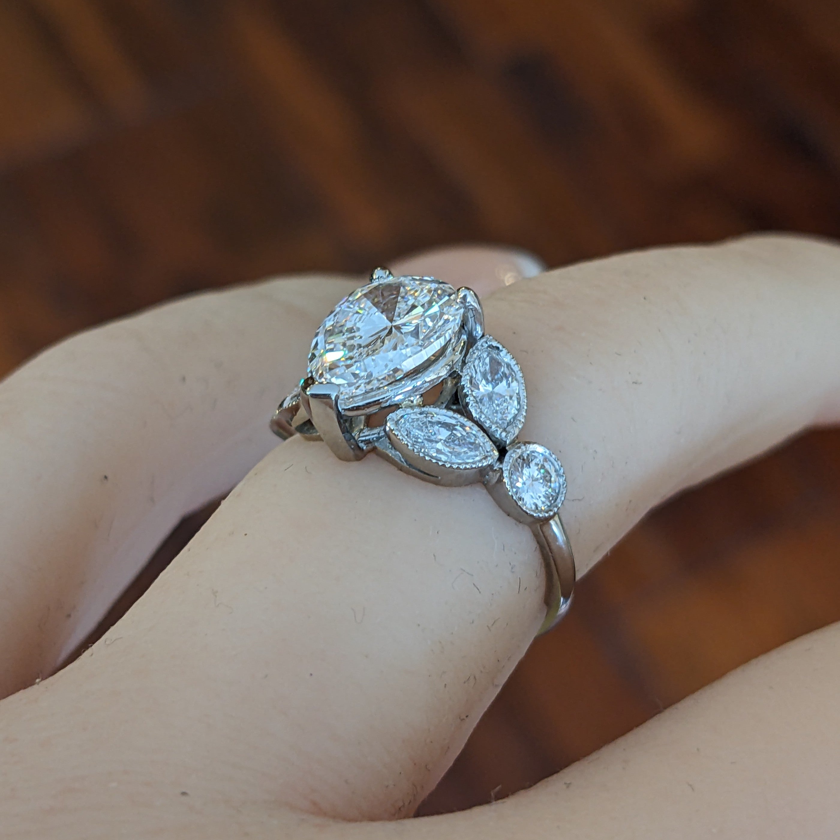 GIA 2.01 carat D-VS2 Pear Shape Vintage Diamond Ring in Platinum
