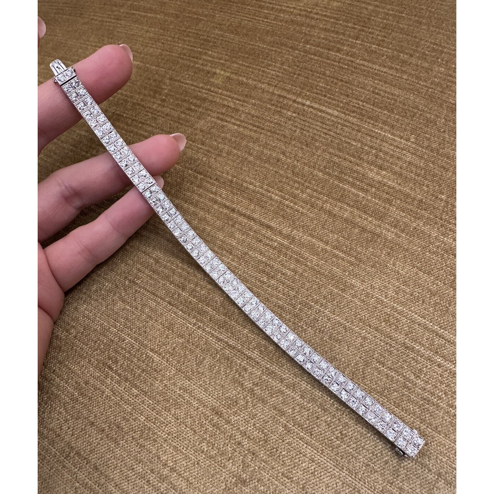 Old Euro Cuts Two row Diamond Tennis Bracelet 7 carats TW in Platinum - HM2490IA