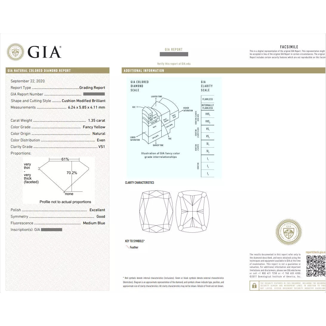 GIA 1.35 carat Fancy Yellow Cushion VS1 Diamond Ring in 14k White Gold
