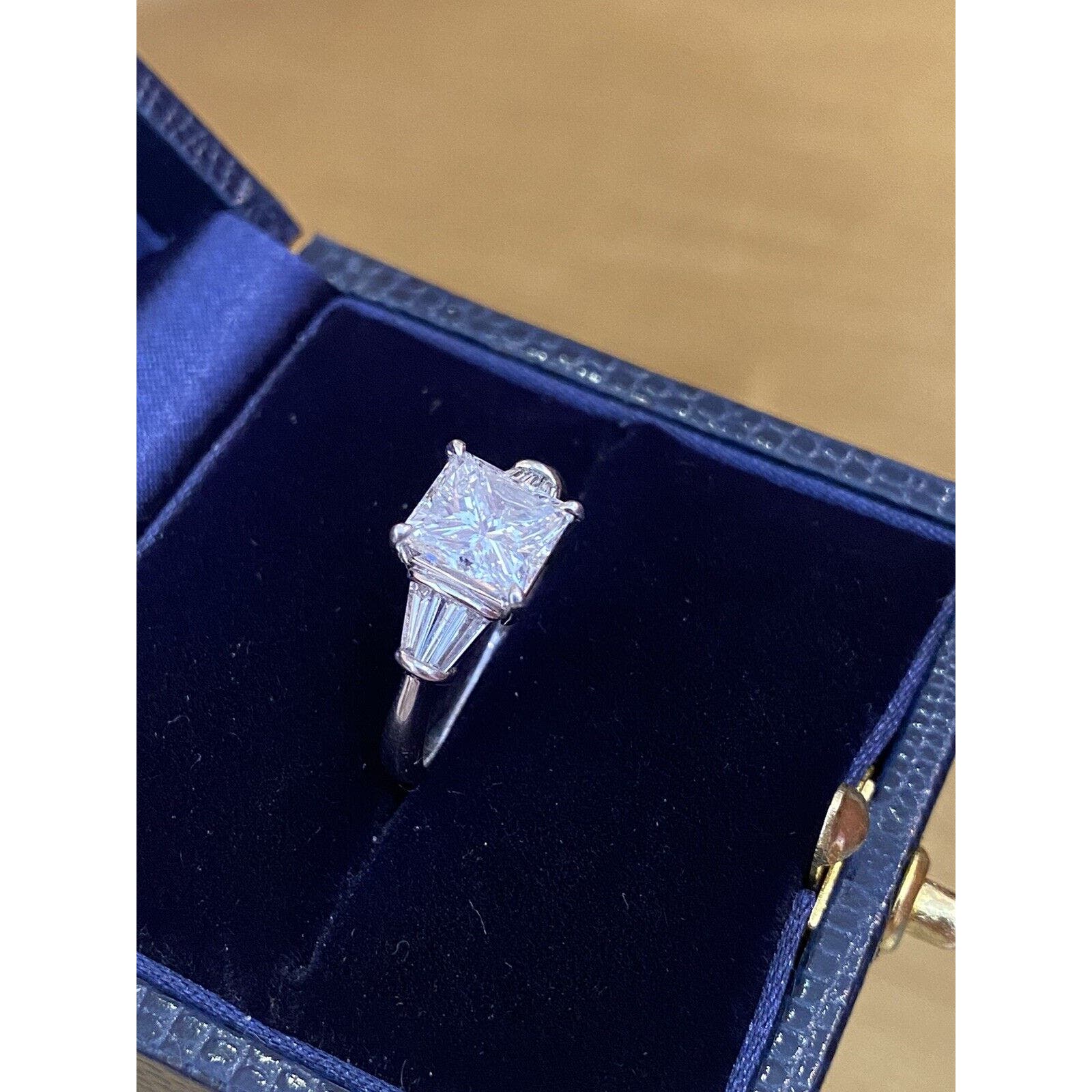 GIA 2.02 ct E color Radiant Diamond with Baguettes Ring in Platinum - HM2061RA