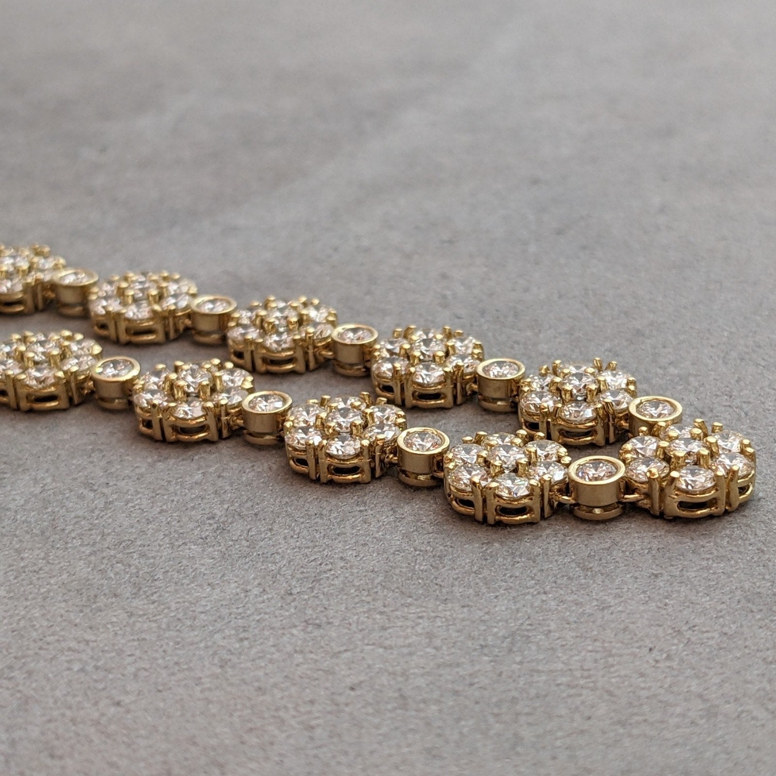 Natural Diamond Floret Necklace 10.68 ctw - Italian- 18k Yellow Gold