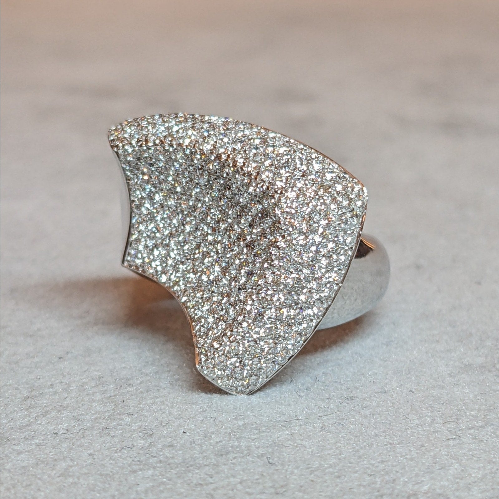 Pave Diamond Cocktail Ring in 18k White Gold
