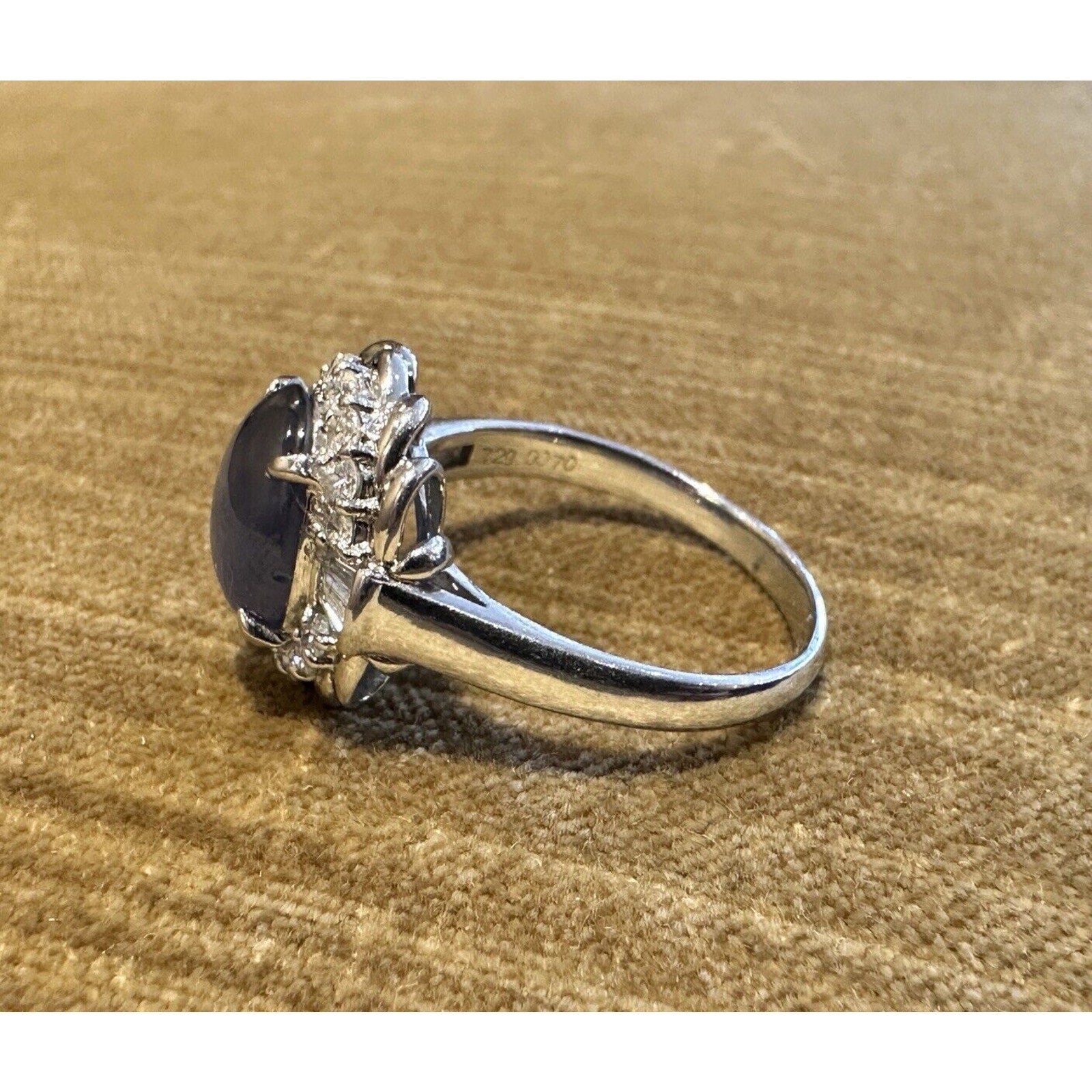 7.29 carat Natural Star Sapphire and Diamond Ring in Platinum