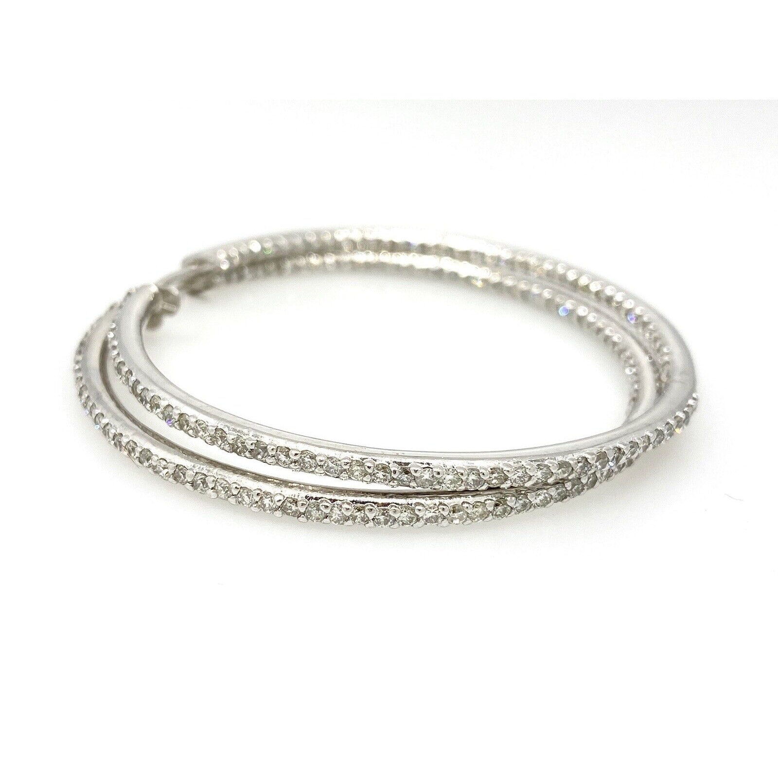 2.46 ct Inside Out Round Diamond Large Hoop Earrings in 14k White Gold