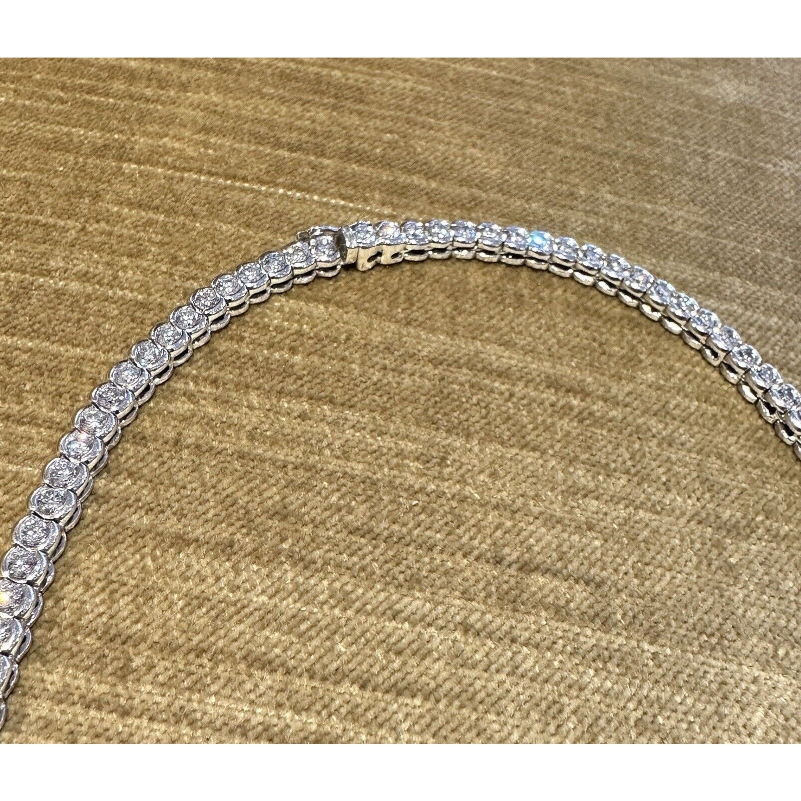 Natural Round Diamond Tennis Necklace 10.00 carat total weight in 18k White Gold