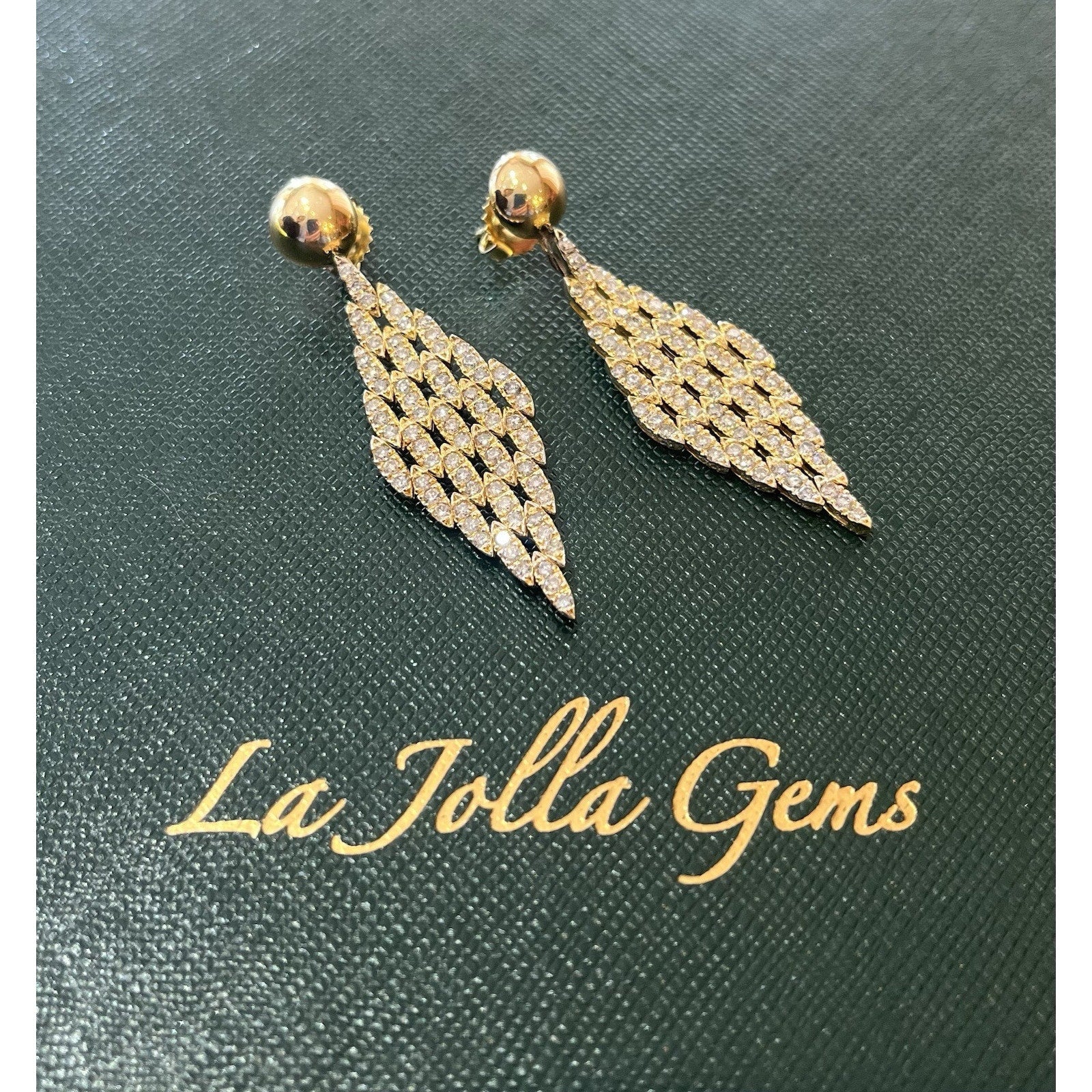 Natural Diamond Drop Earrings 1.50 cttw in 18k Yellow Gold