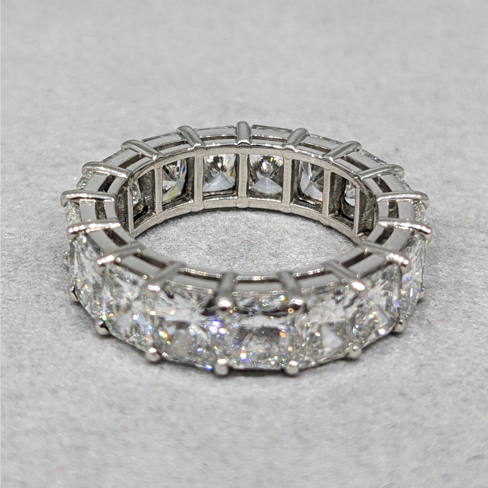 Radiant Cut Diamond Eternity Band Ring 6.00 ctw in Platinum Size 4.5