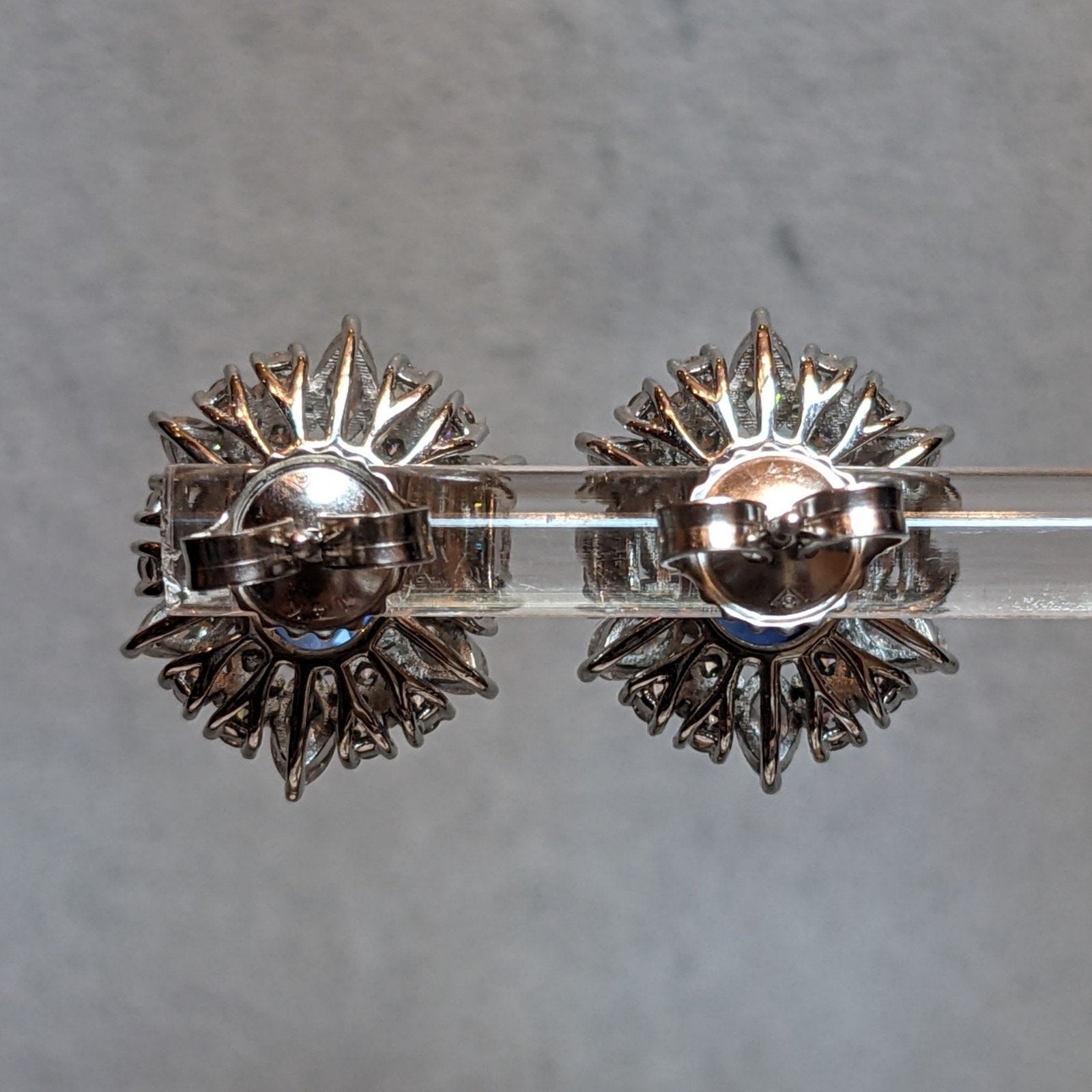 Sapphire and Diamond Stud Earrings in Platinum & 14k White Gold