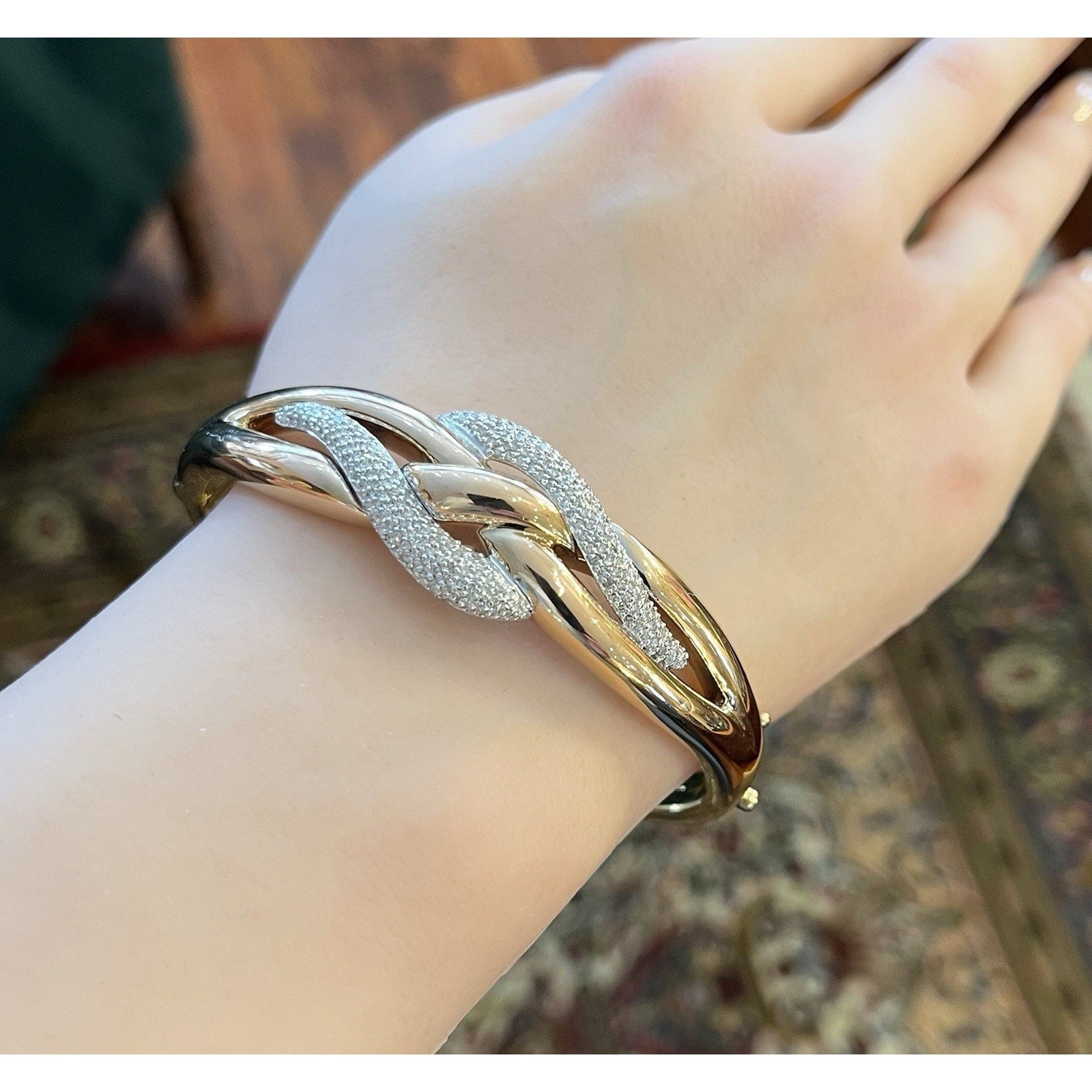 EFFY Diamond Pave Knot Style Bangle Bracelet in 14k Rose Gold