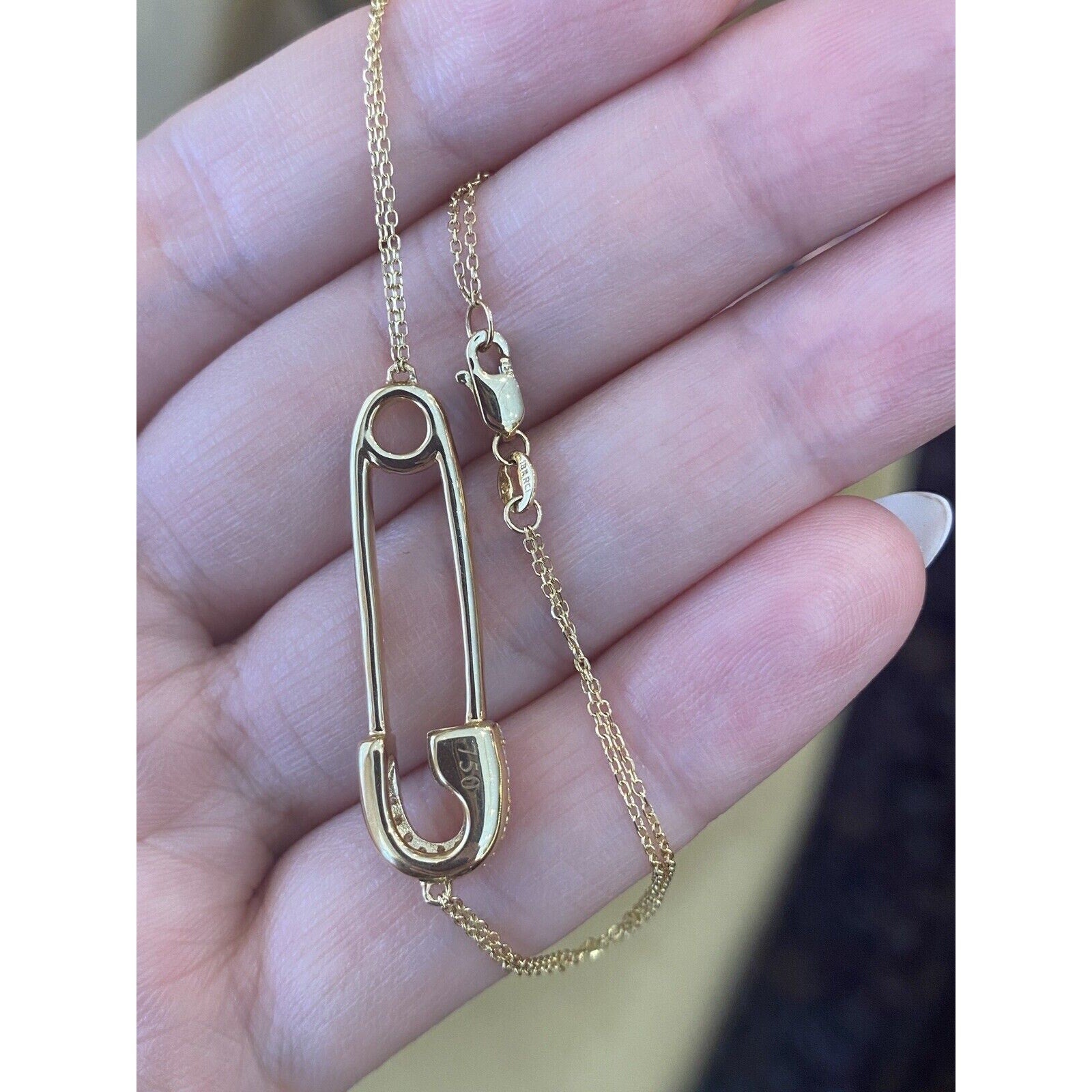 Diamond Safety Pin Bracelet 1.00 cttw in 18k Yellow Gold