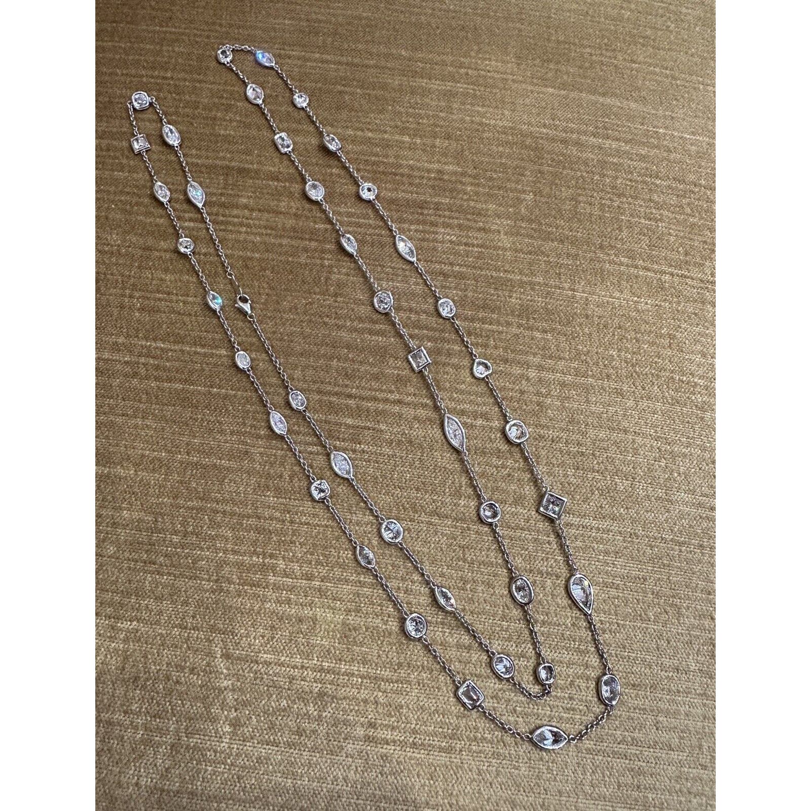 21 cts + Fancy Shape Diamond By the Yard Necklace in Platinum 36 in. - HM2449SB
