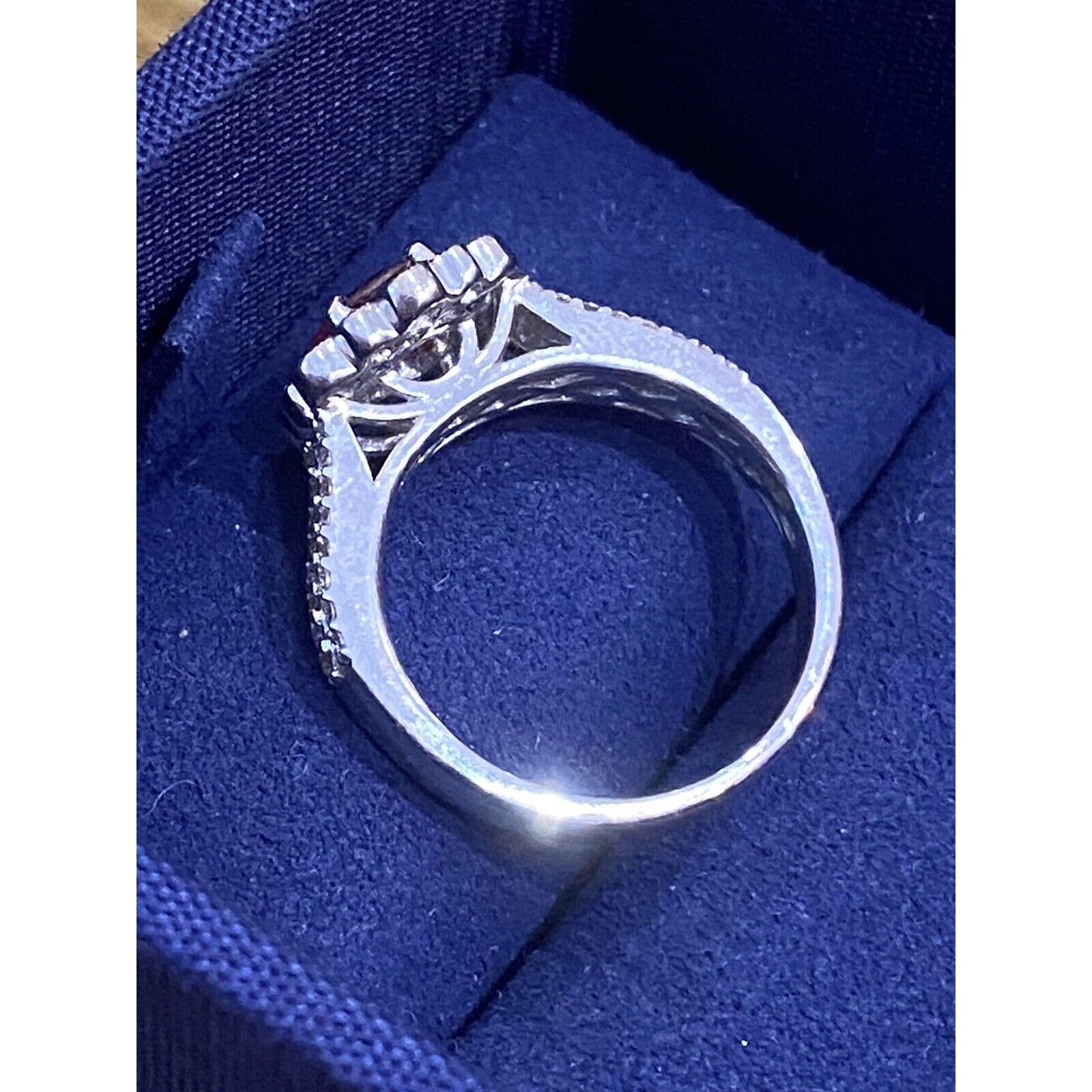 Ruby and Diamond Halo Ring 1.43 cttw in 18K White Gold