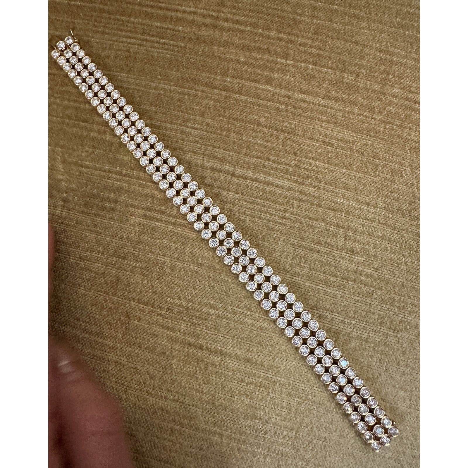 12.42cts Three Row Bezel Set Diamond Bracelet in 18k Yellow Gold - HM2143VA